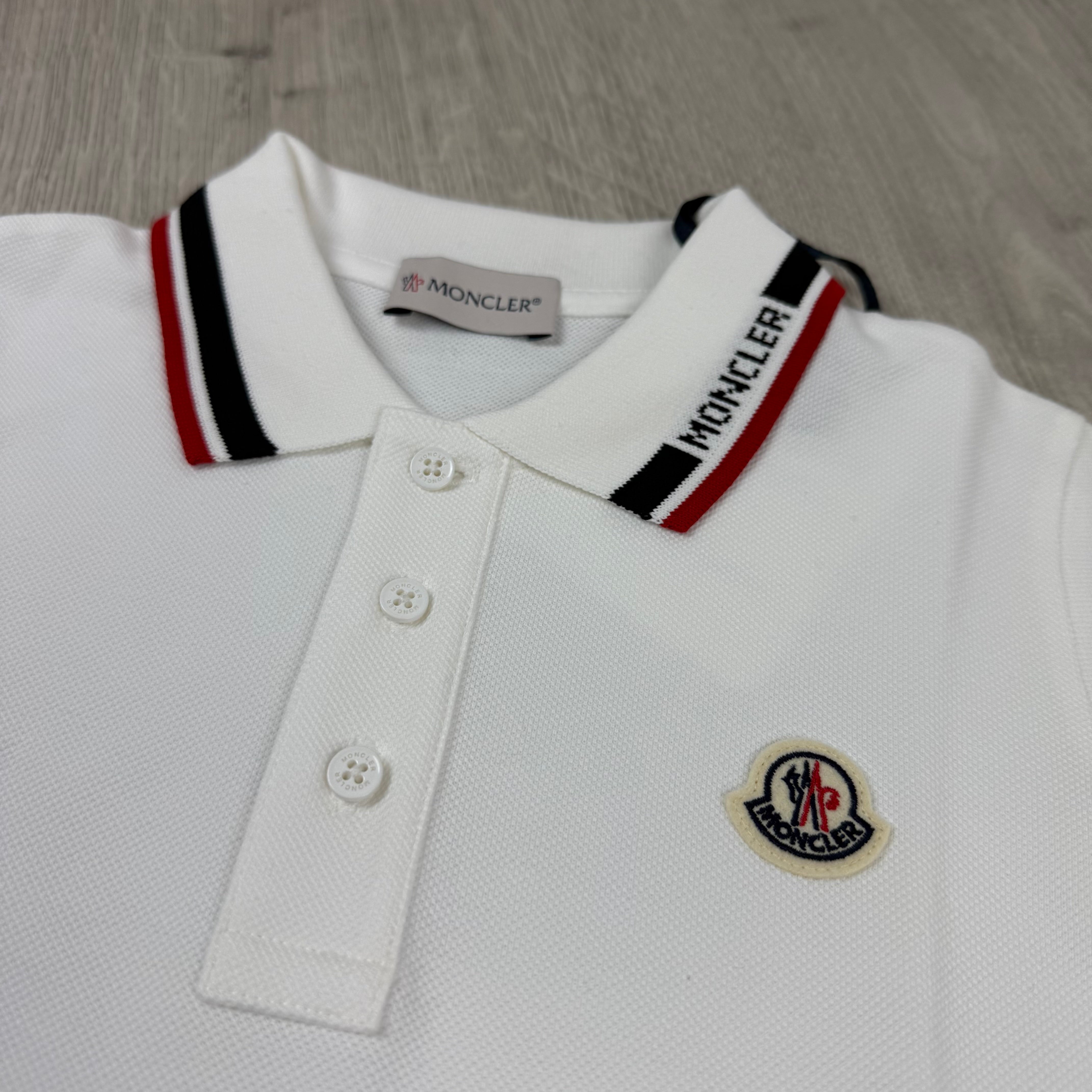 Moncler Junior Piqué Polo Shirt - White