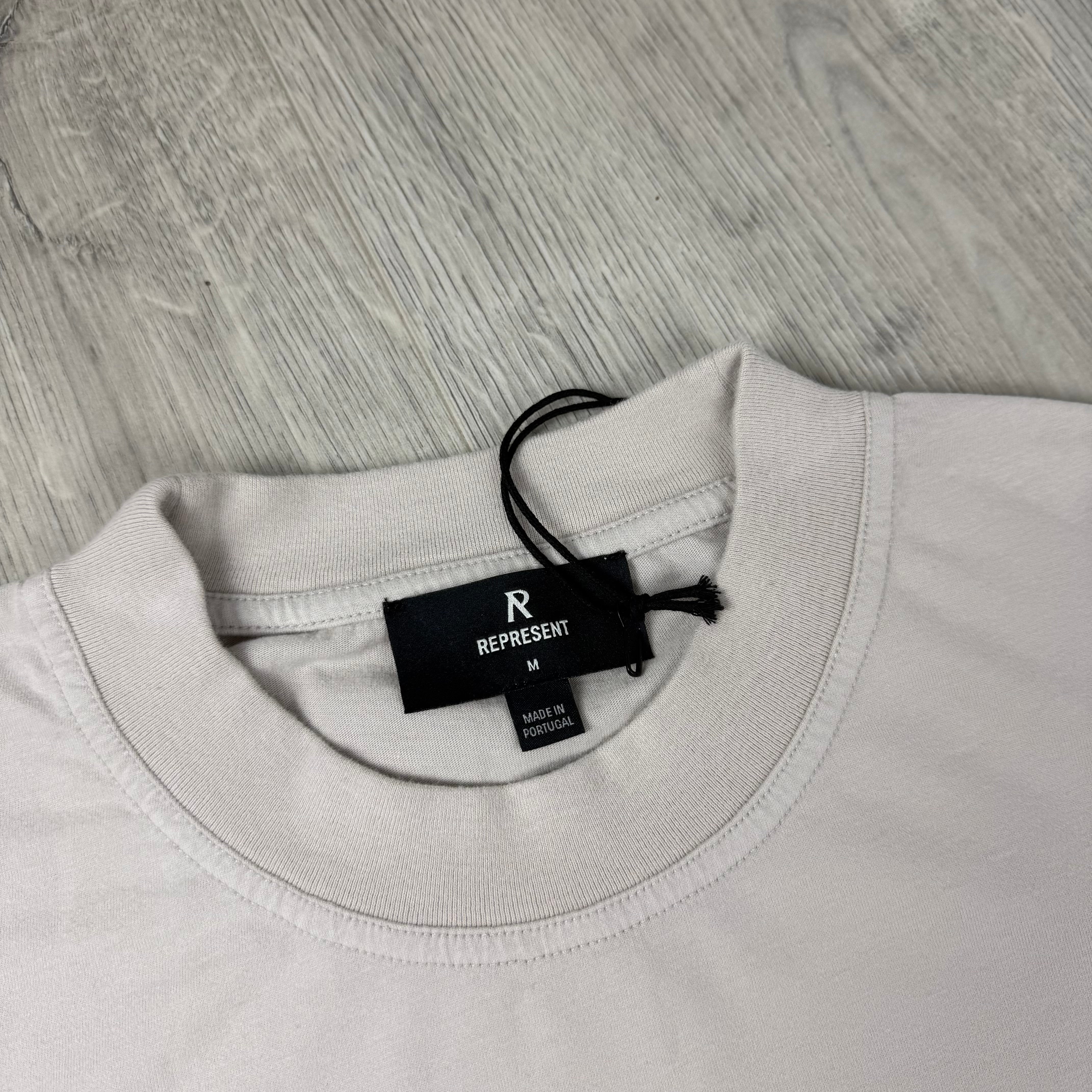 Represent 'Embroidered Serif' T-Shirt - Concrete