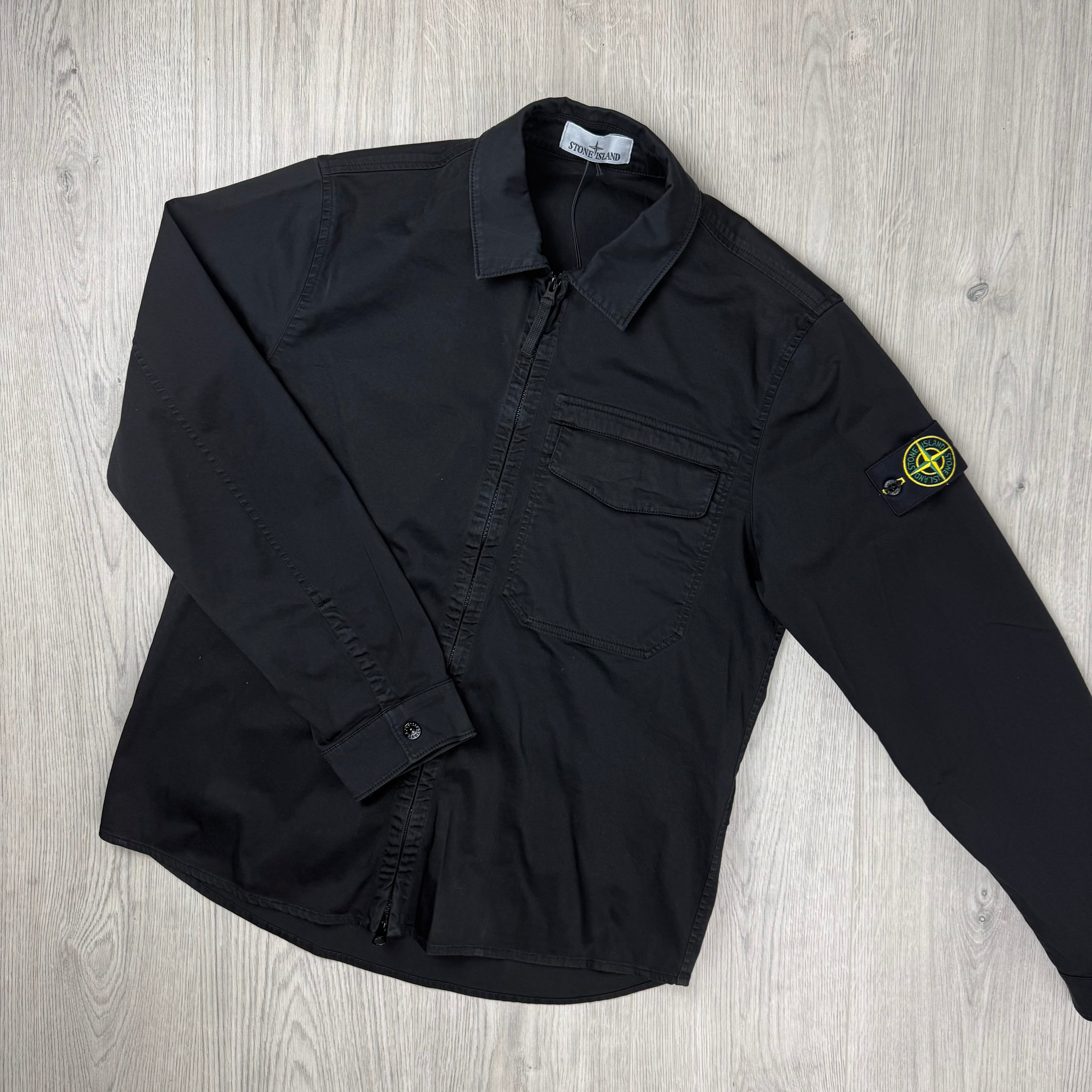 Stone Island Zip Overshirt - Black