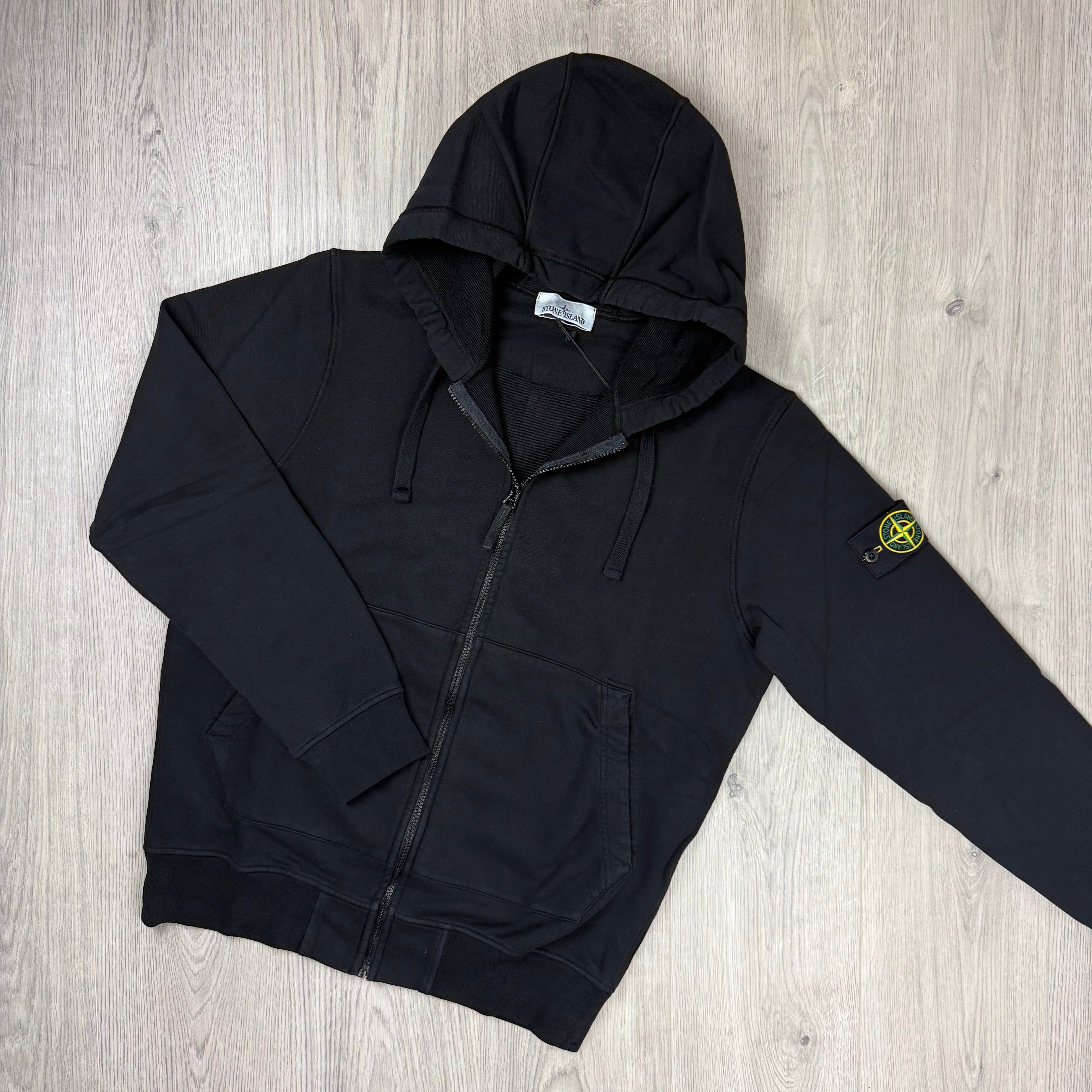 Stone Island Zip Hoodie - Black