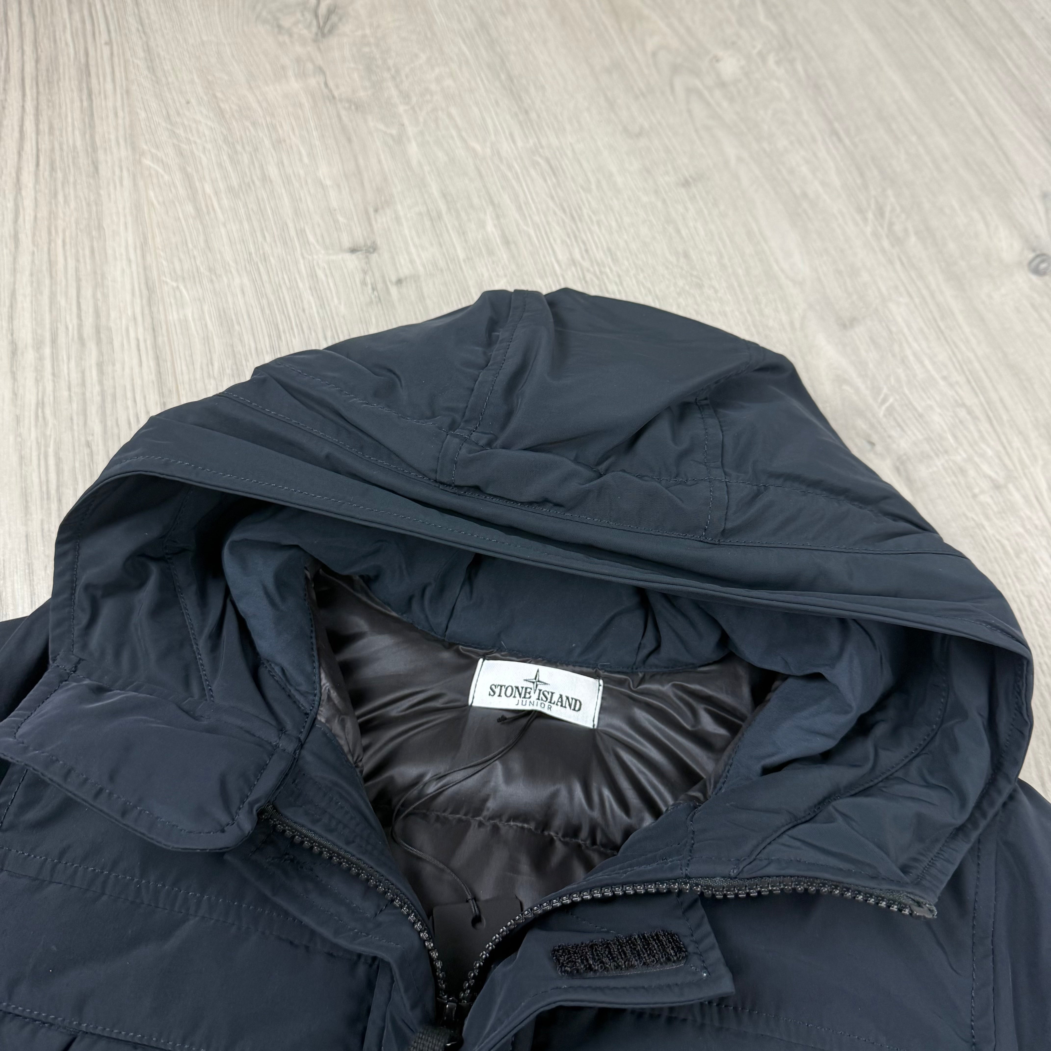 Stone Island Junior Crinkle Reps Down Jacket - Navy
