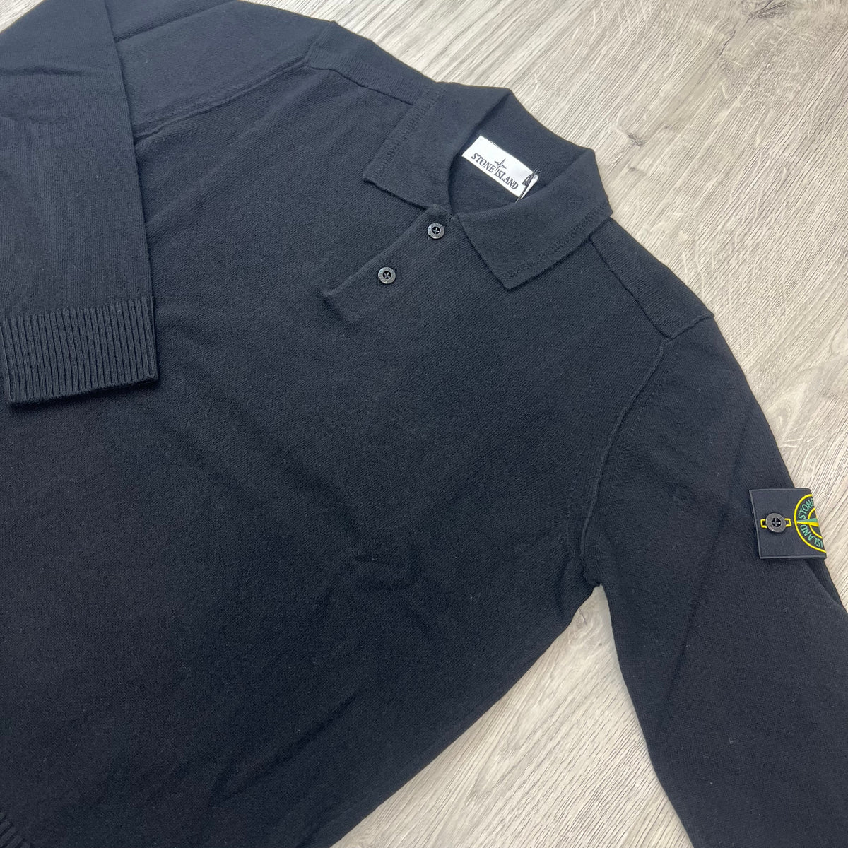 Stone Island Knit Polo Shirt - Black