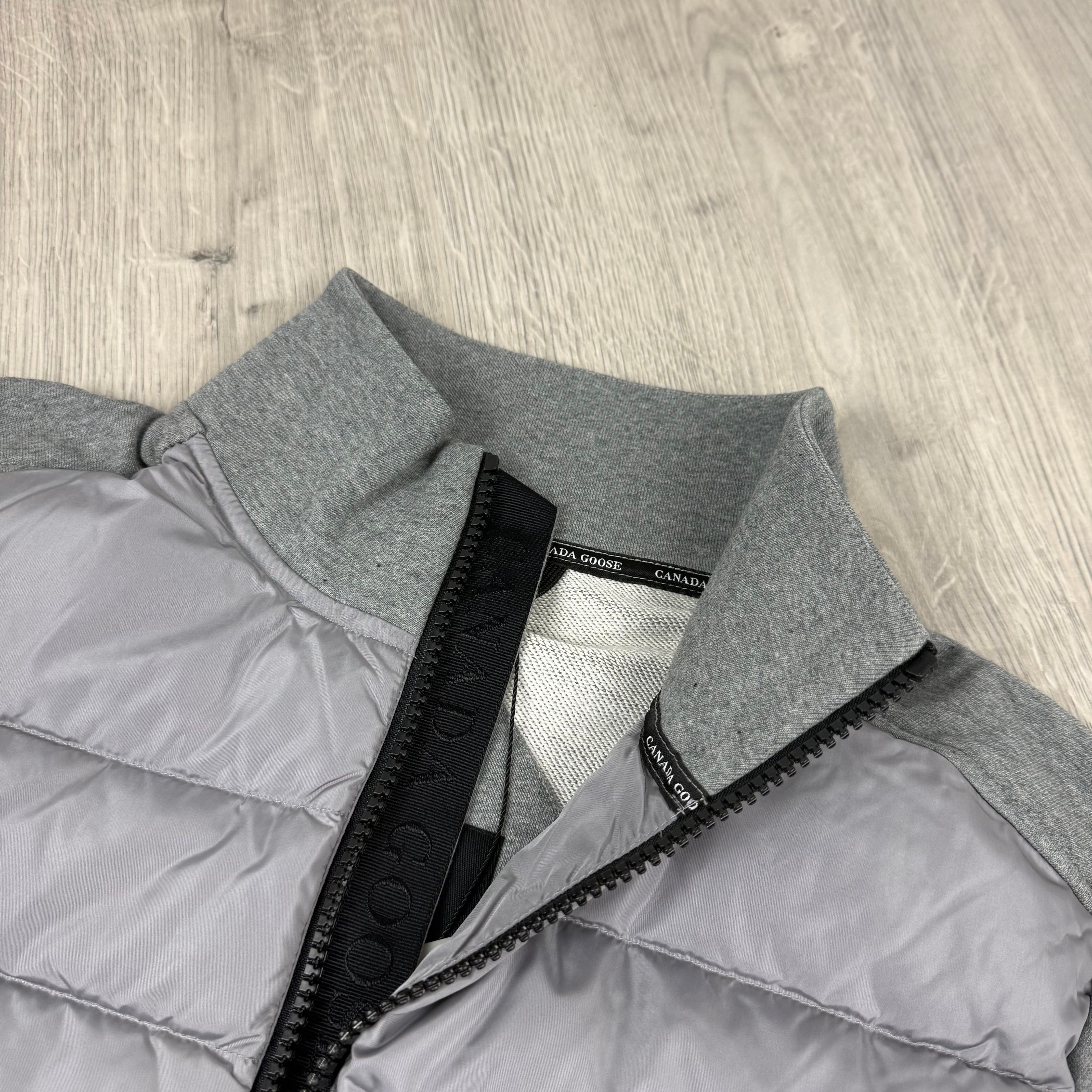 Men's Canada Goose HyBridge Zip Up Huron Jacket in Stone Heather. On sale at Open Attire.