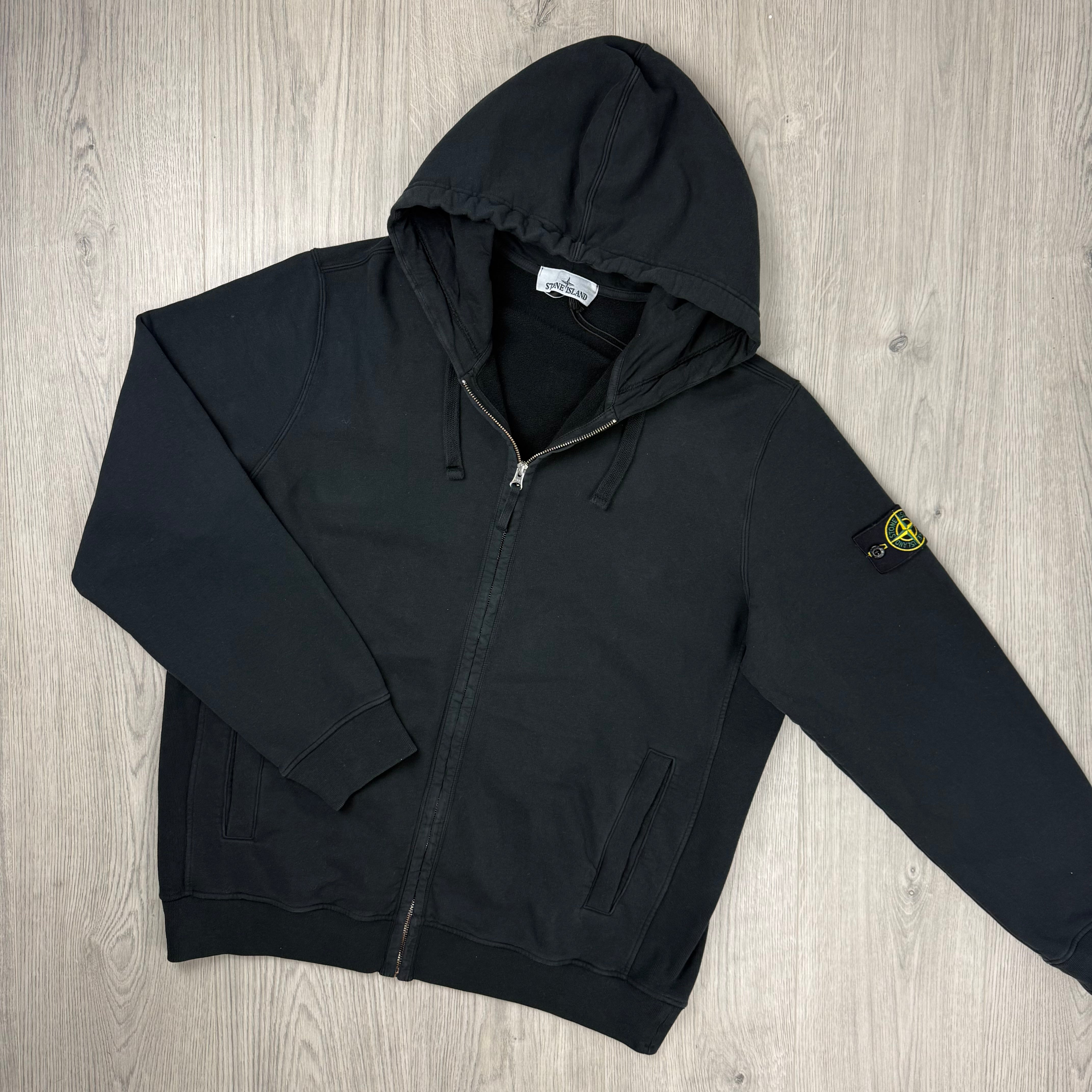 Stone Island Zip Hoodie - Black
