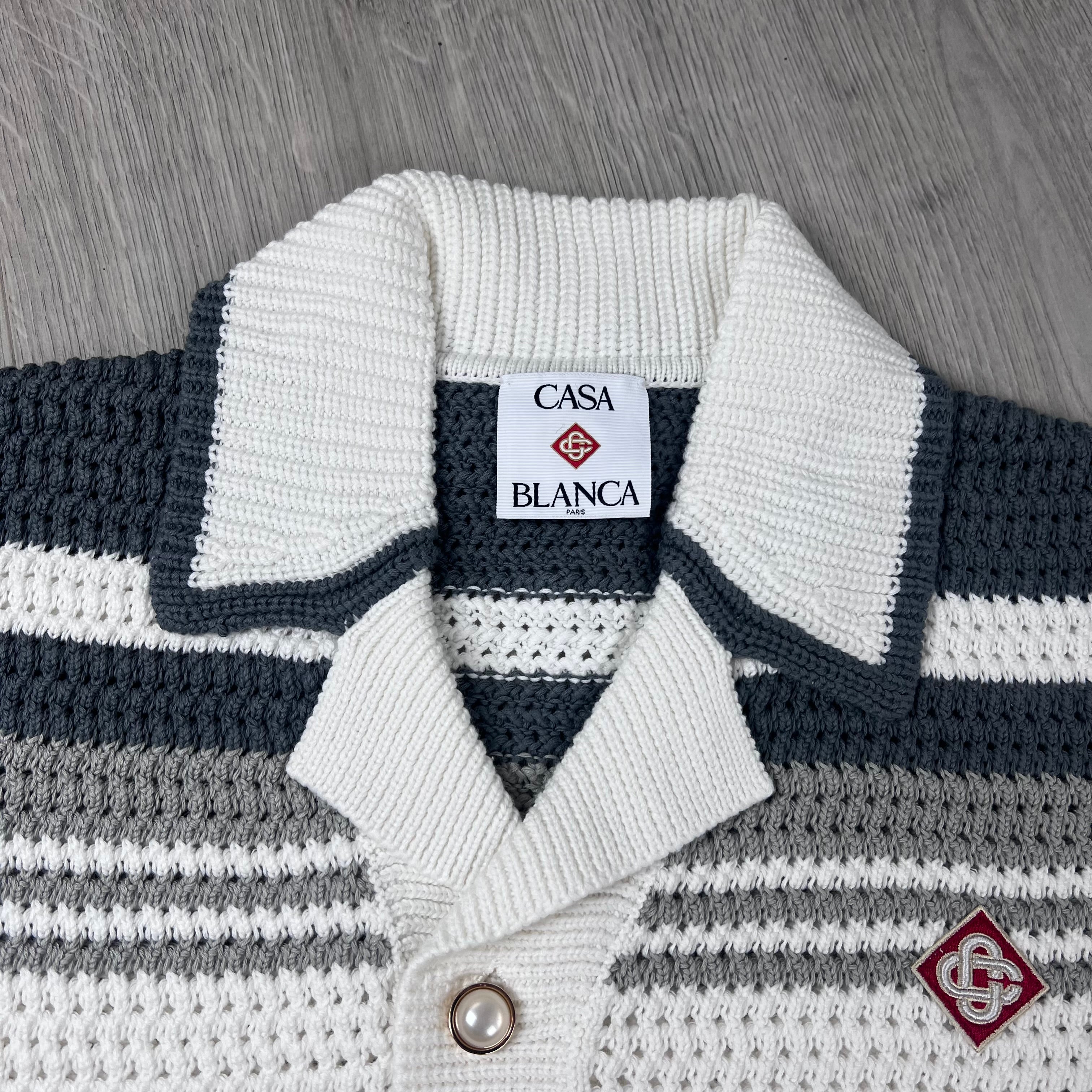 Casablanca Stripe Crochet Shirt - White