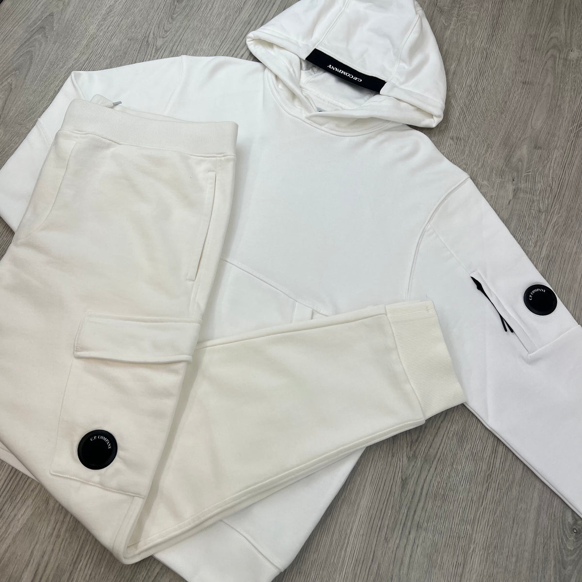 CP Company Raised Fleece Tracksuit - White