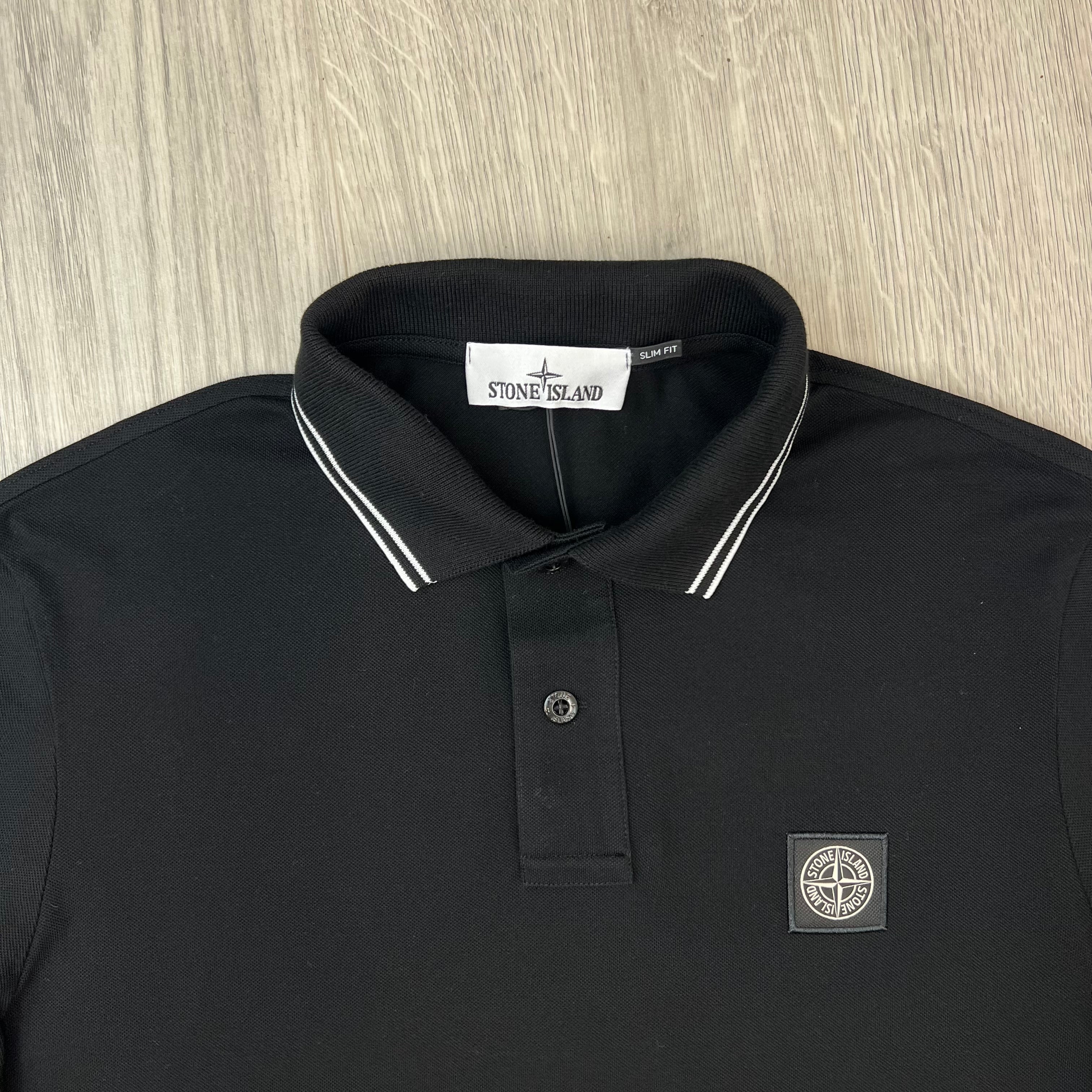 Stone Island Patch Polo Shirt - Black