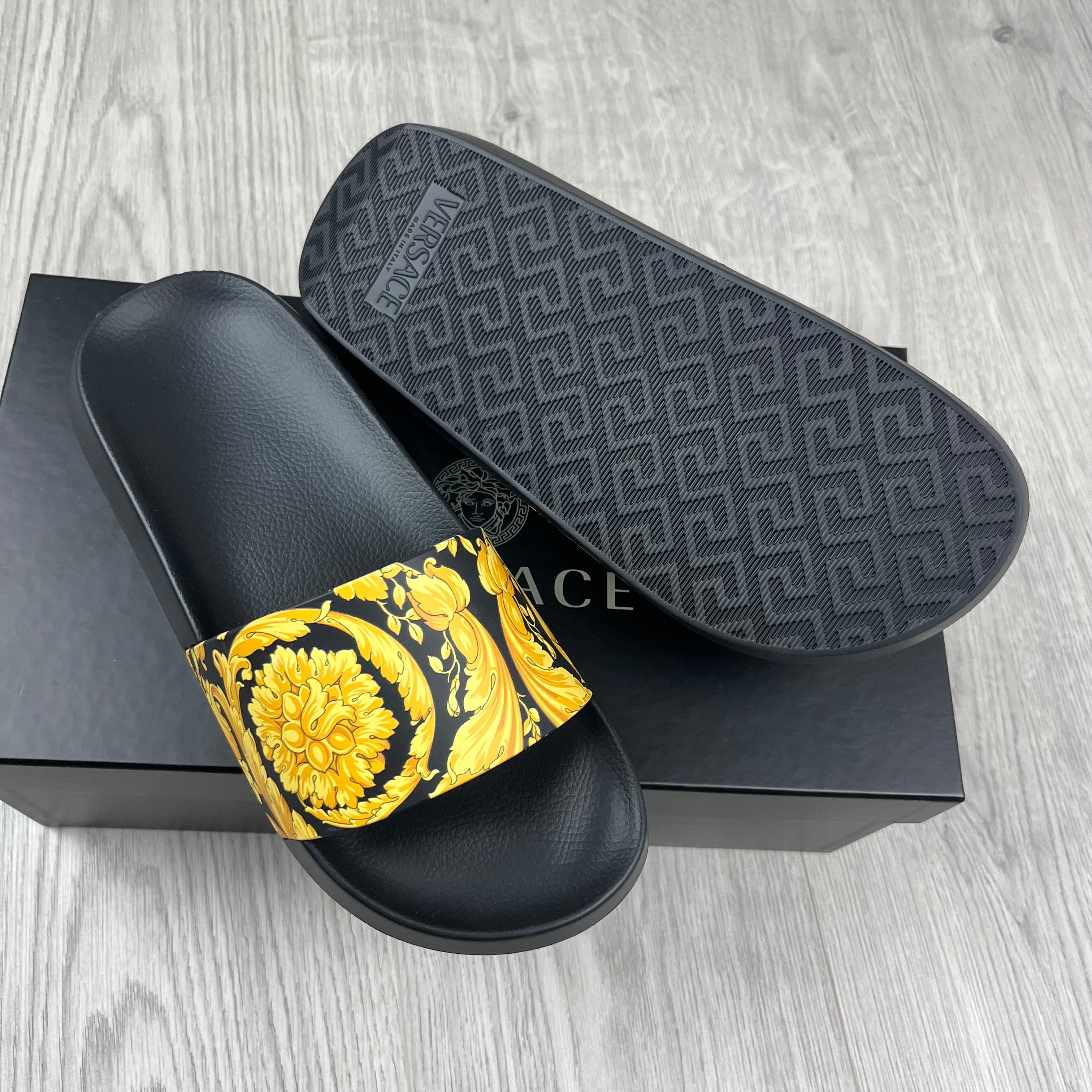 Versace Barocco Slides - Black