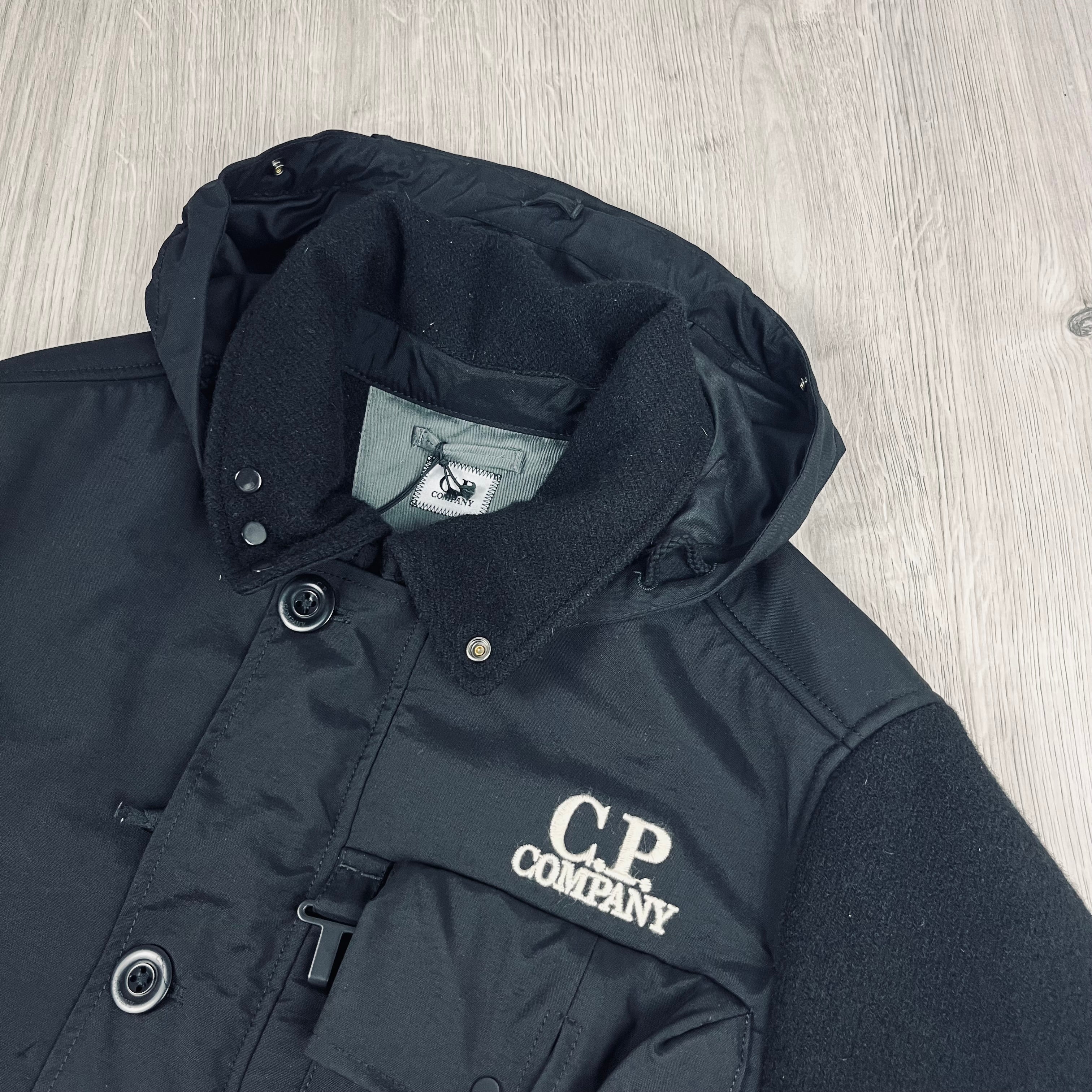 Men's CP Company Duffel Jacket in Black. On sale at Open Attire.