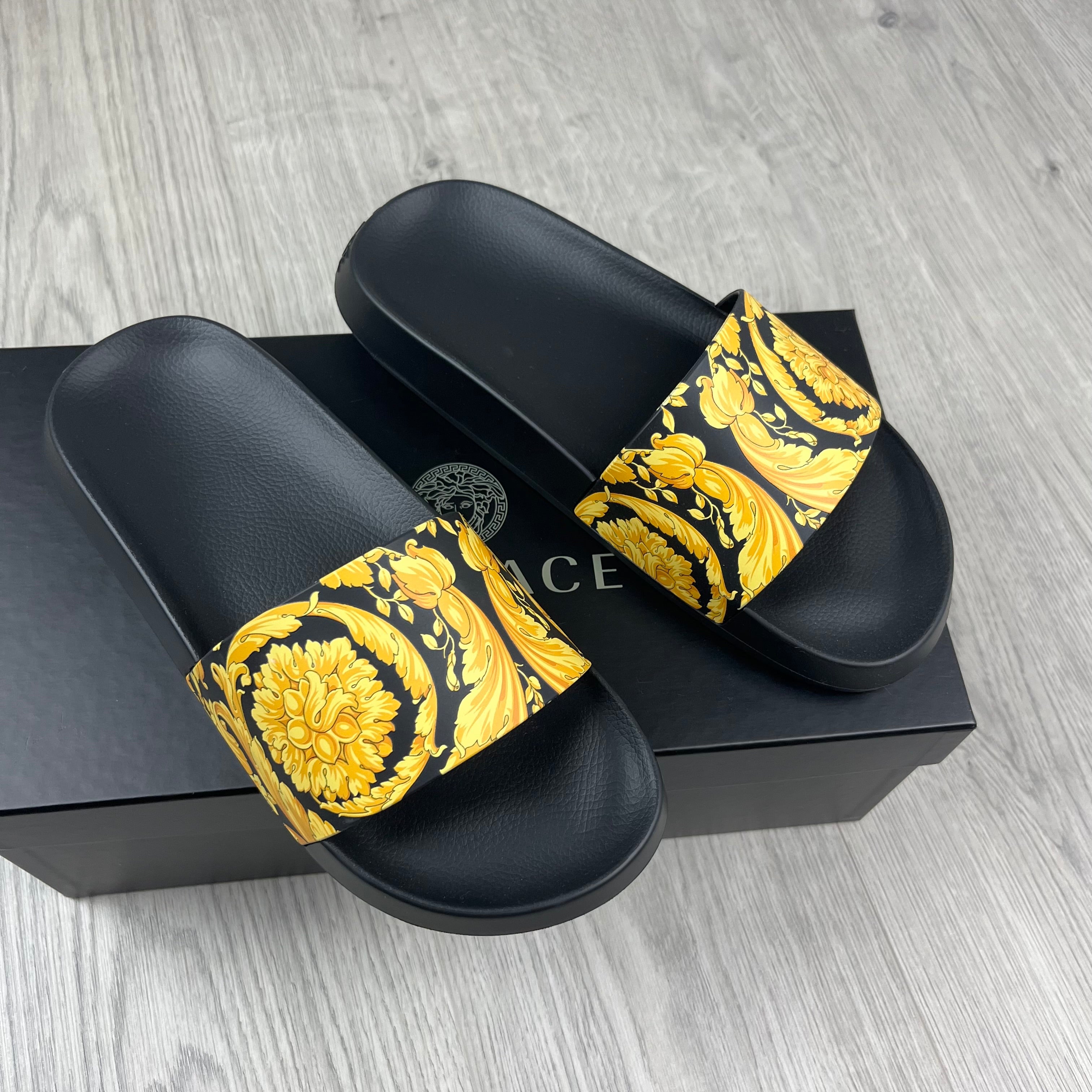 Versace Barocco Slides - Black