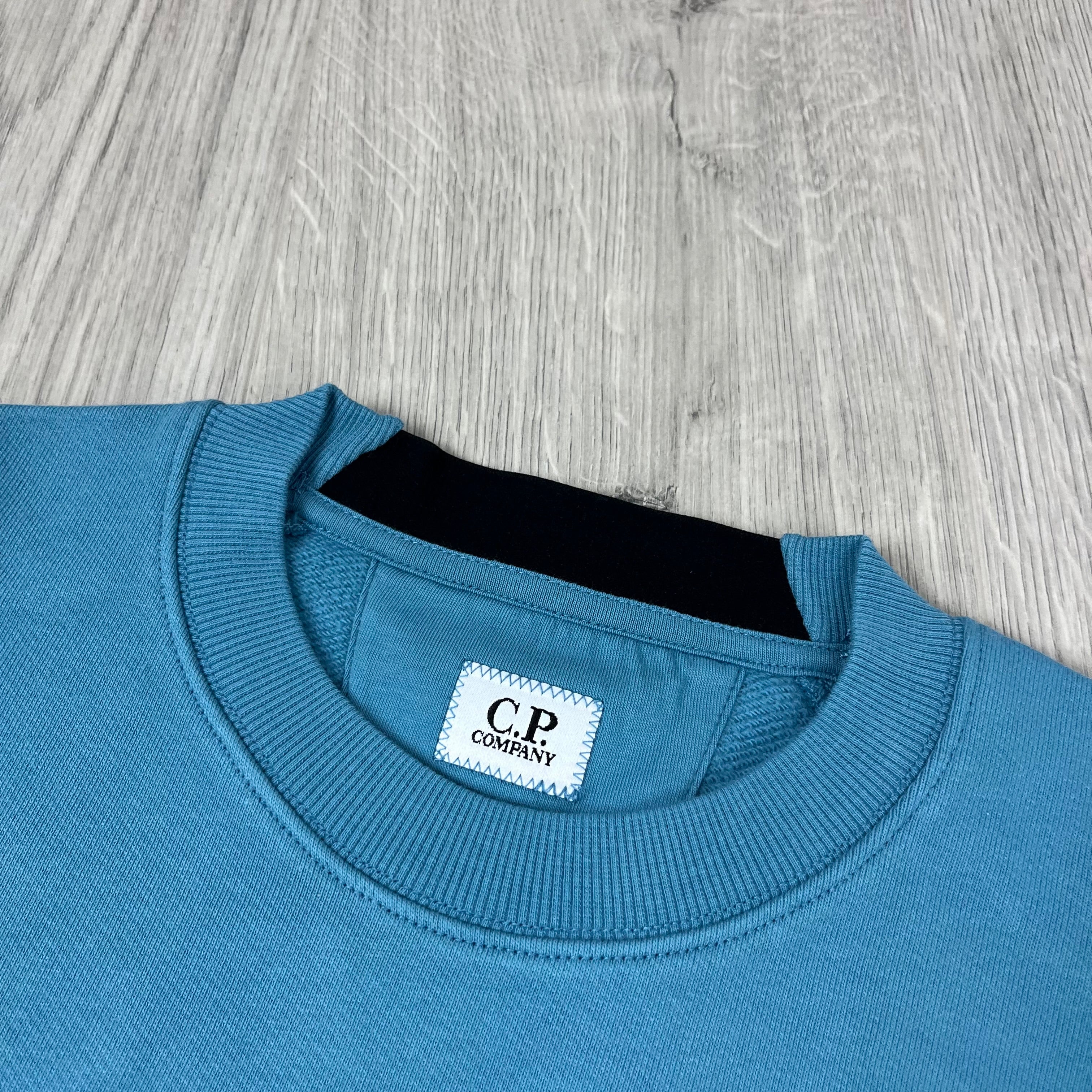 CP Company Raised Fleece Sweatshirt - Aegean Blue