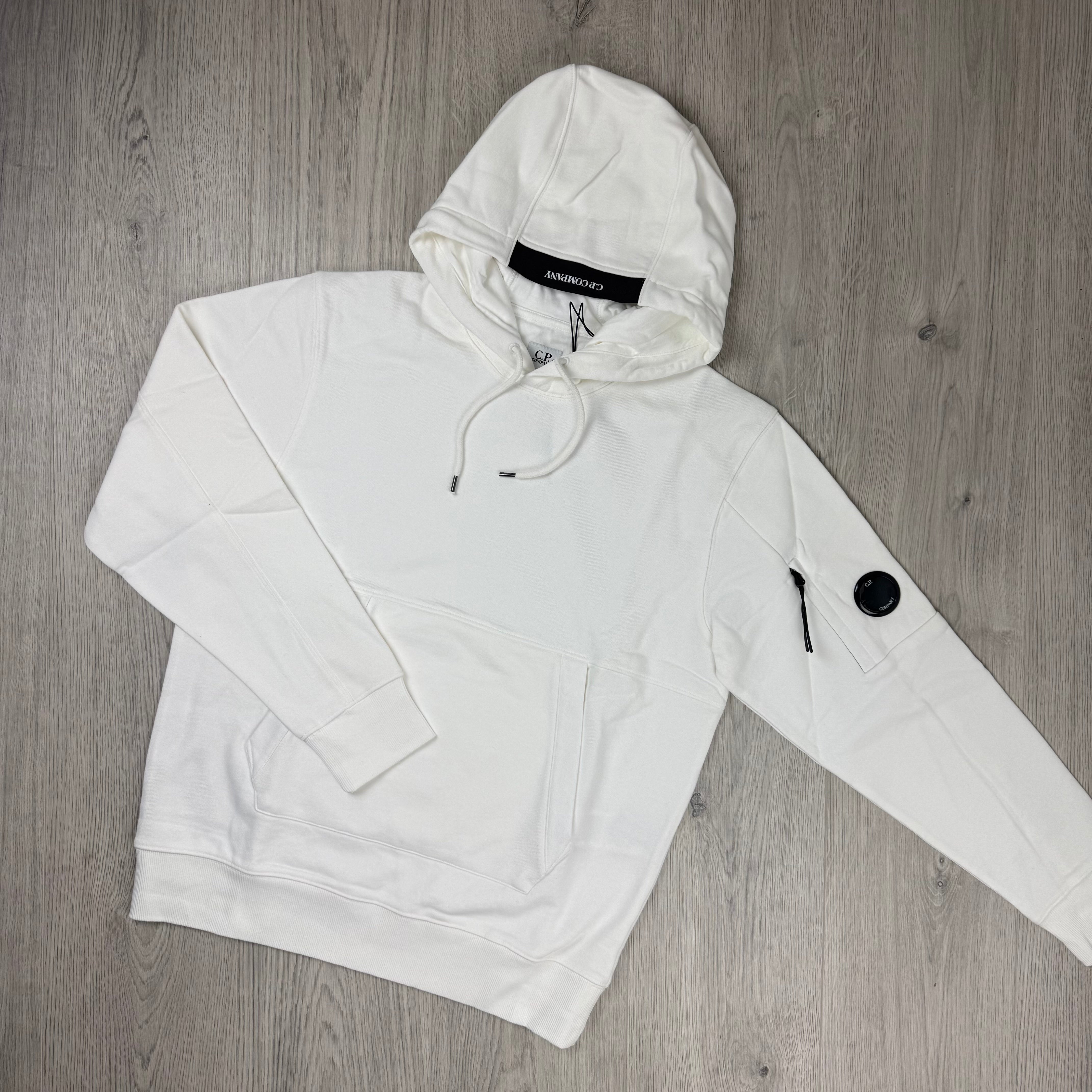 CP Company Raised Fleece Hoodie - White