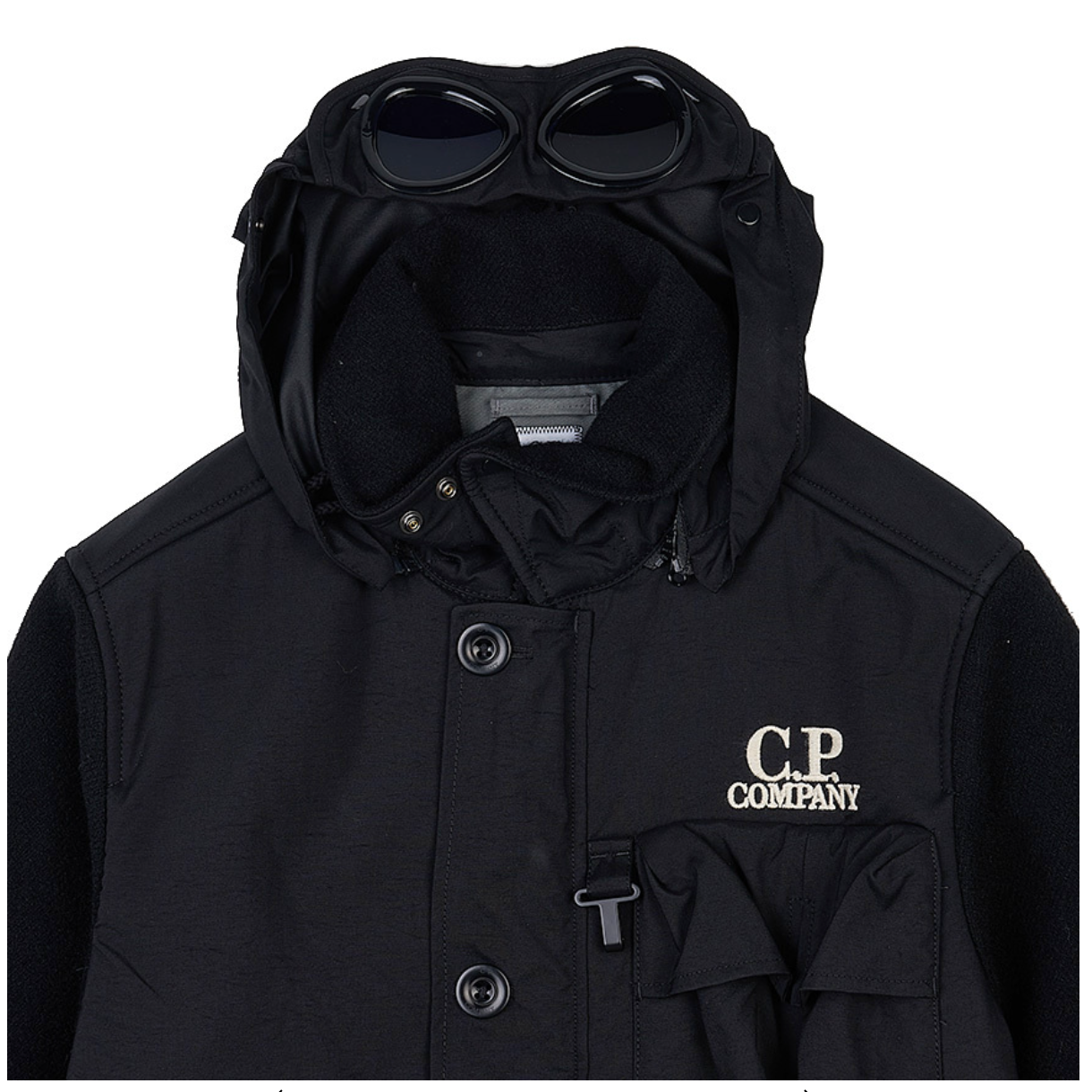 Men's CP Company Duffel Jacket in Black. On sale at Open Attire.