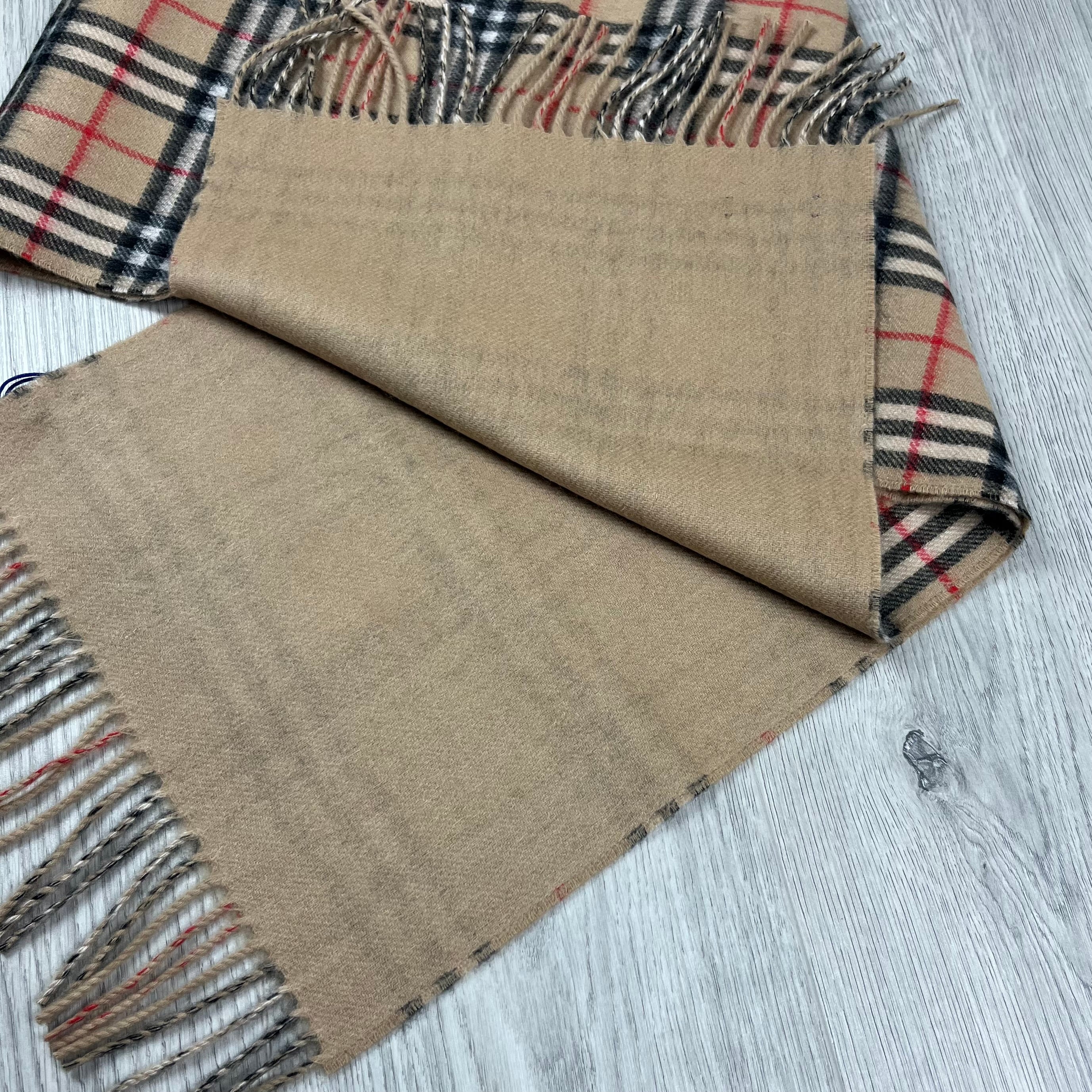 Burberry Reversible Cashmere Scarf in Archive Check. On sale at Open Attire.
