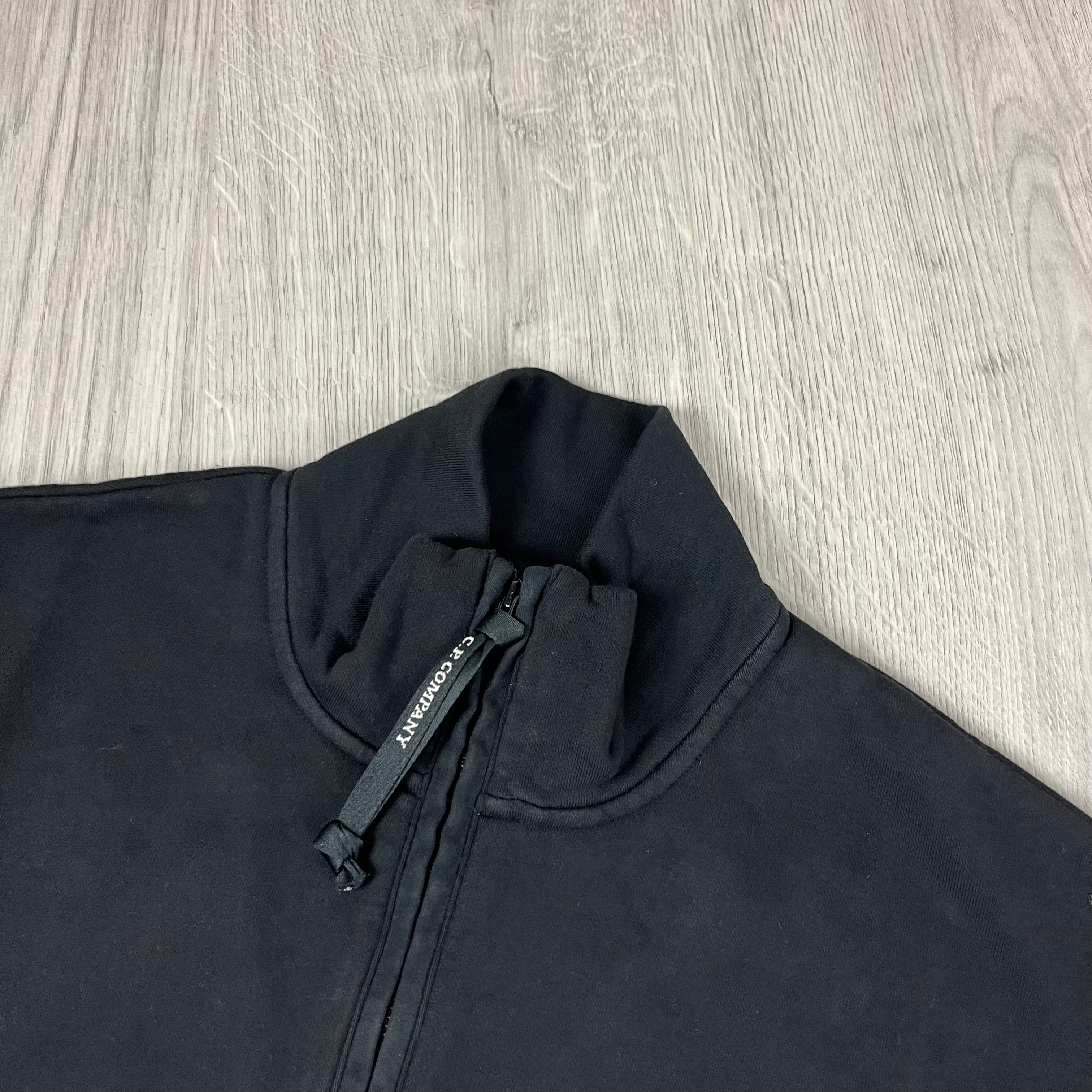 Men's CP Company Raised Fleece Zip Sweatshirt in Black. On sale at Open Attire.