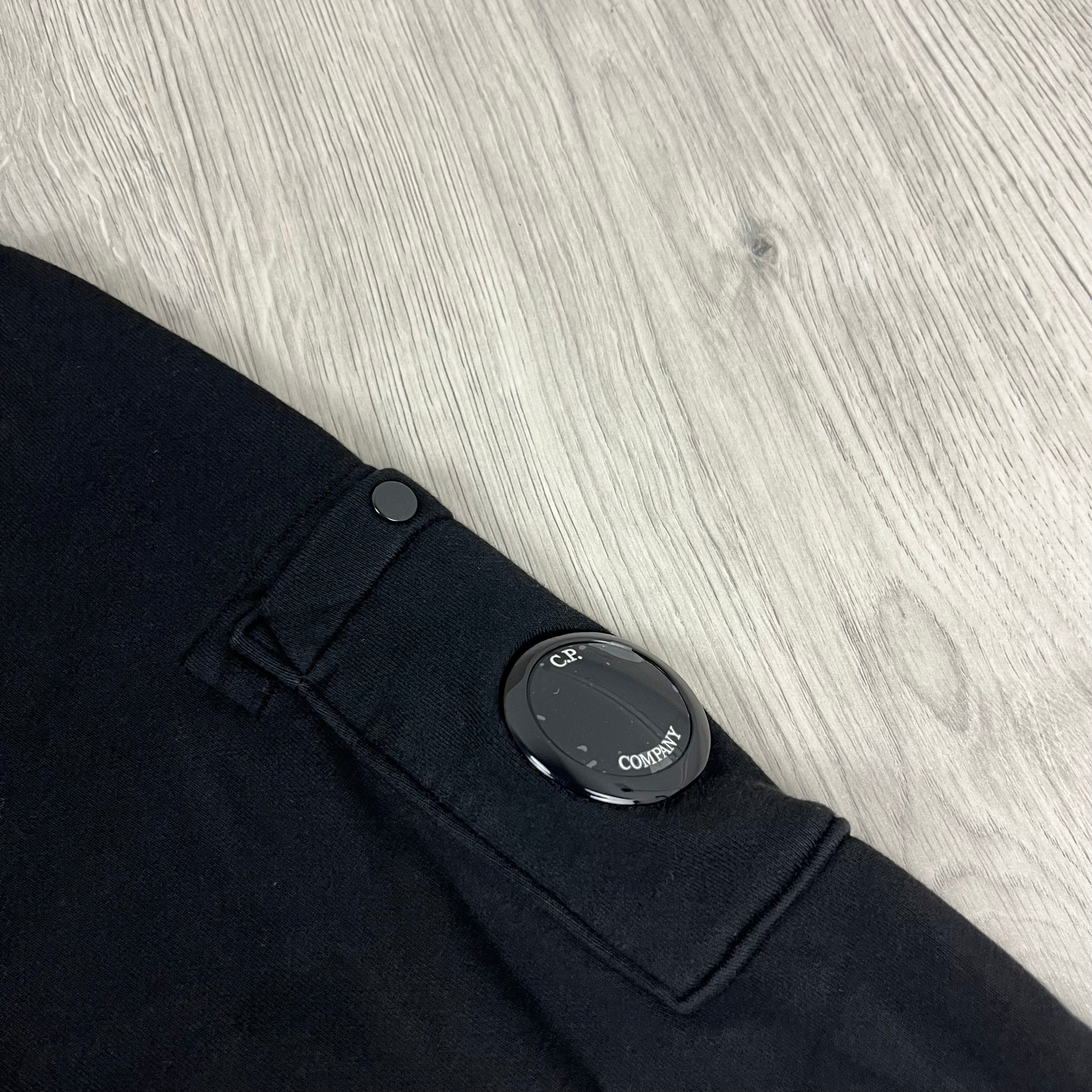 Men's CP Company Raised Fleece Zip Sweatshirt in Black. On sale at Open Attire.