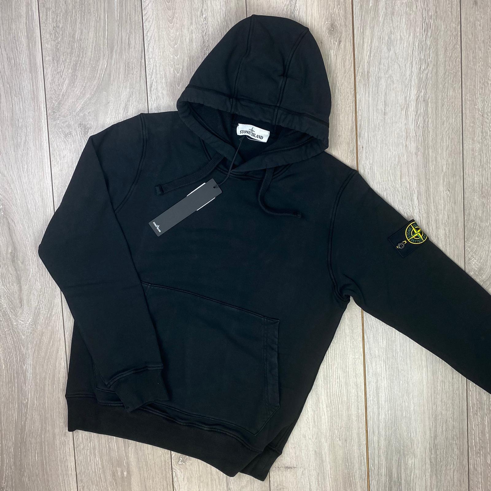 Stone Island cotton hoodie in Black. On sale at Open Attire.
