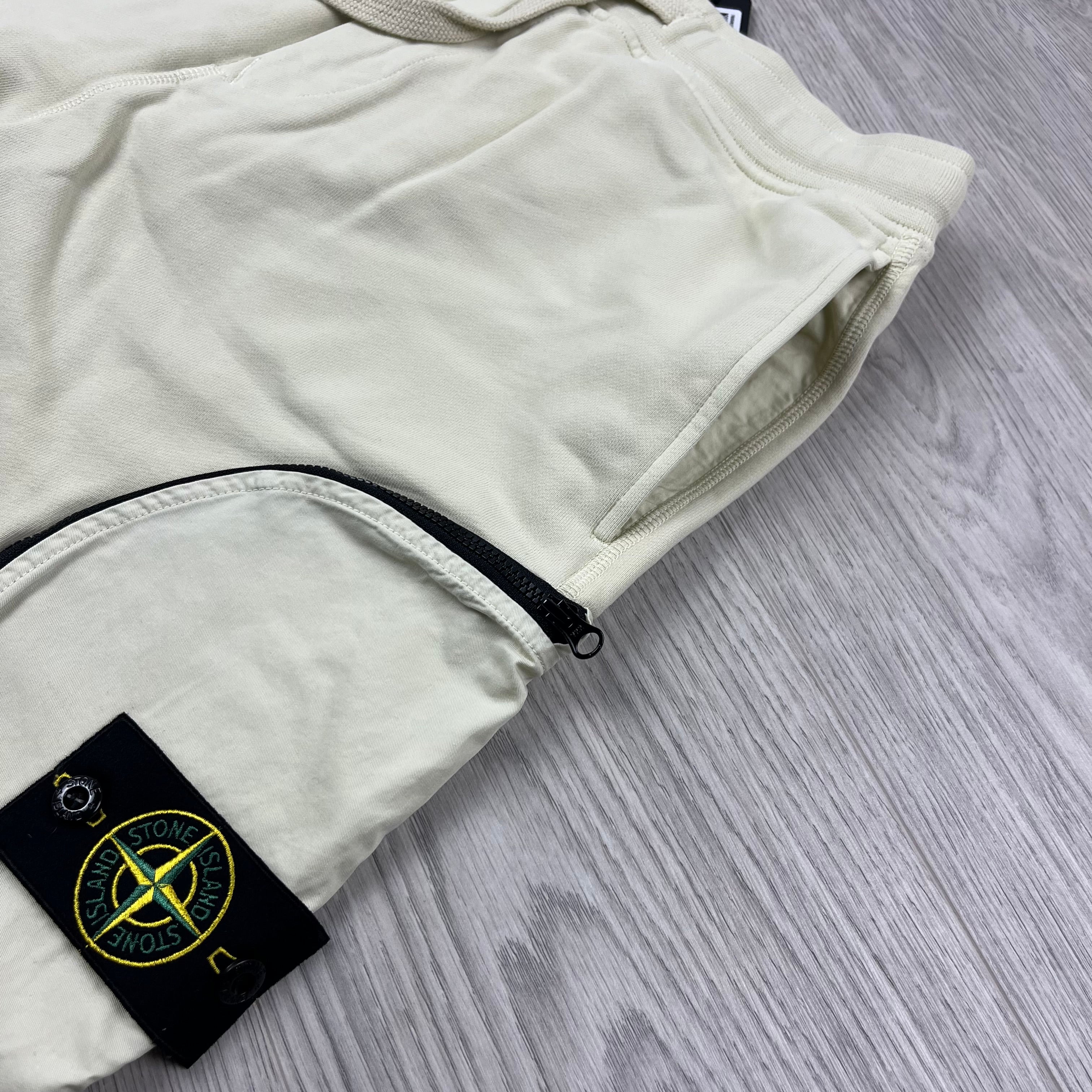 Men's Stone Island Jersey Shorts in Oat. On sale at Open Attire.