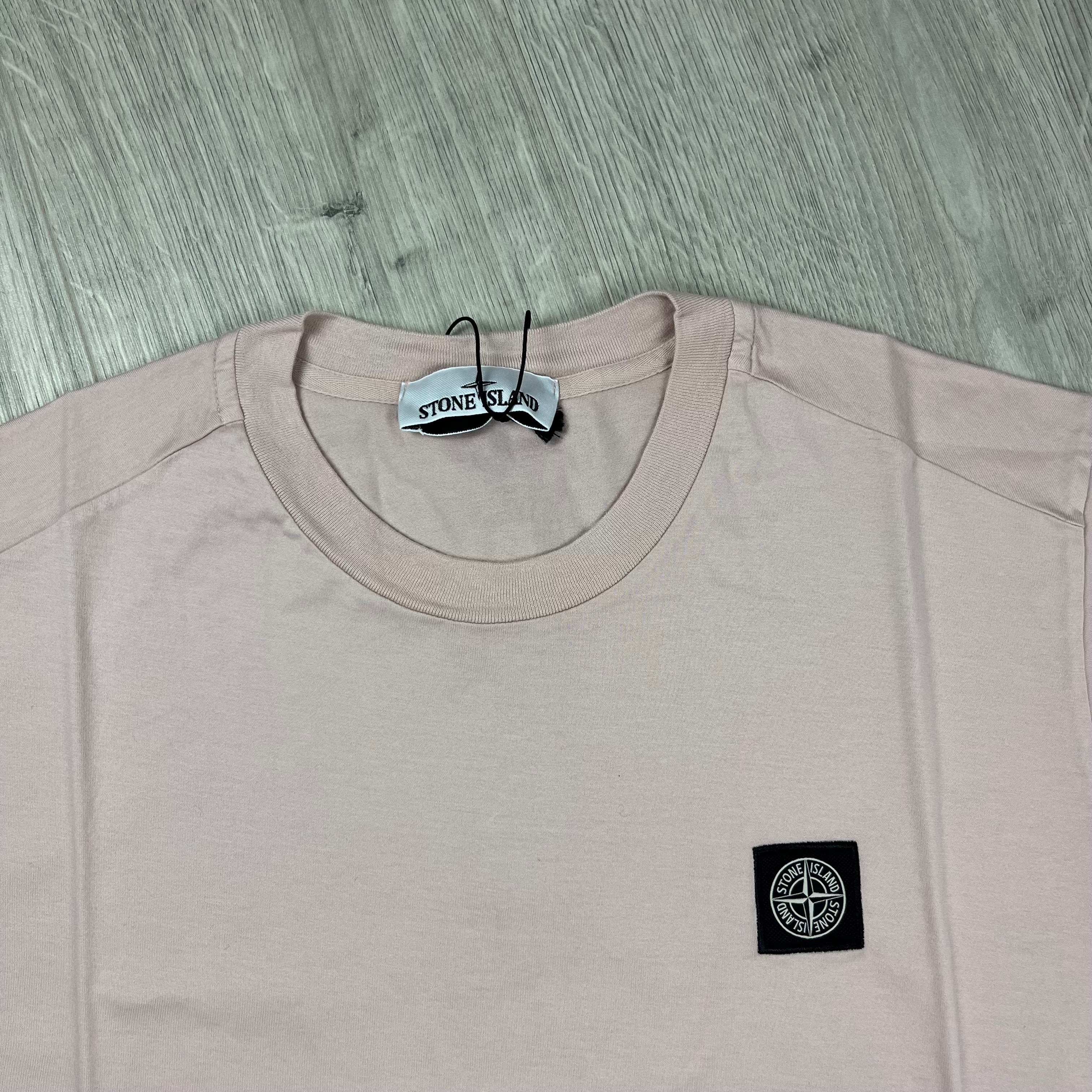 Stone Island 60/2 Patch Logo T-Shirt in Antique Rose. On sale at Open Attire.