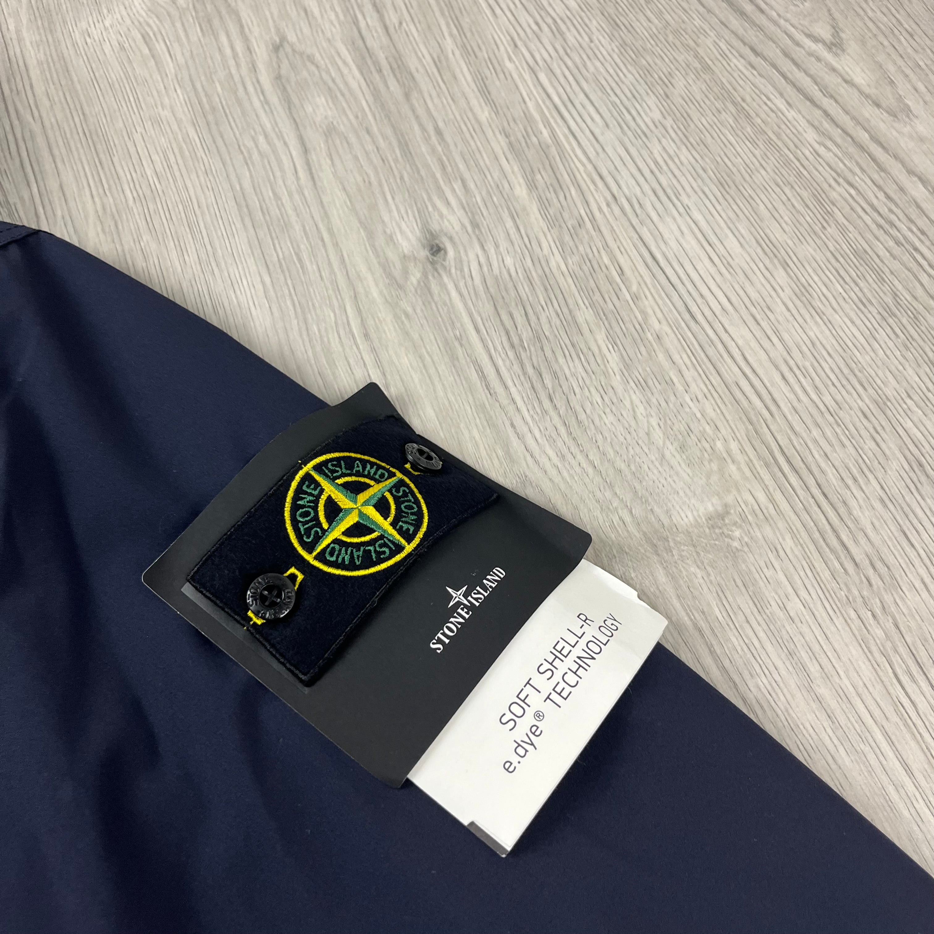 Stone Island Soft Shell-R PrimaLoft Jacket in Navy Blue. On sale at Open Attire.