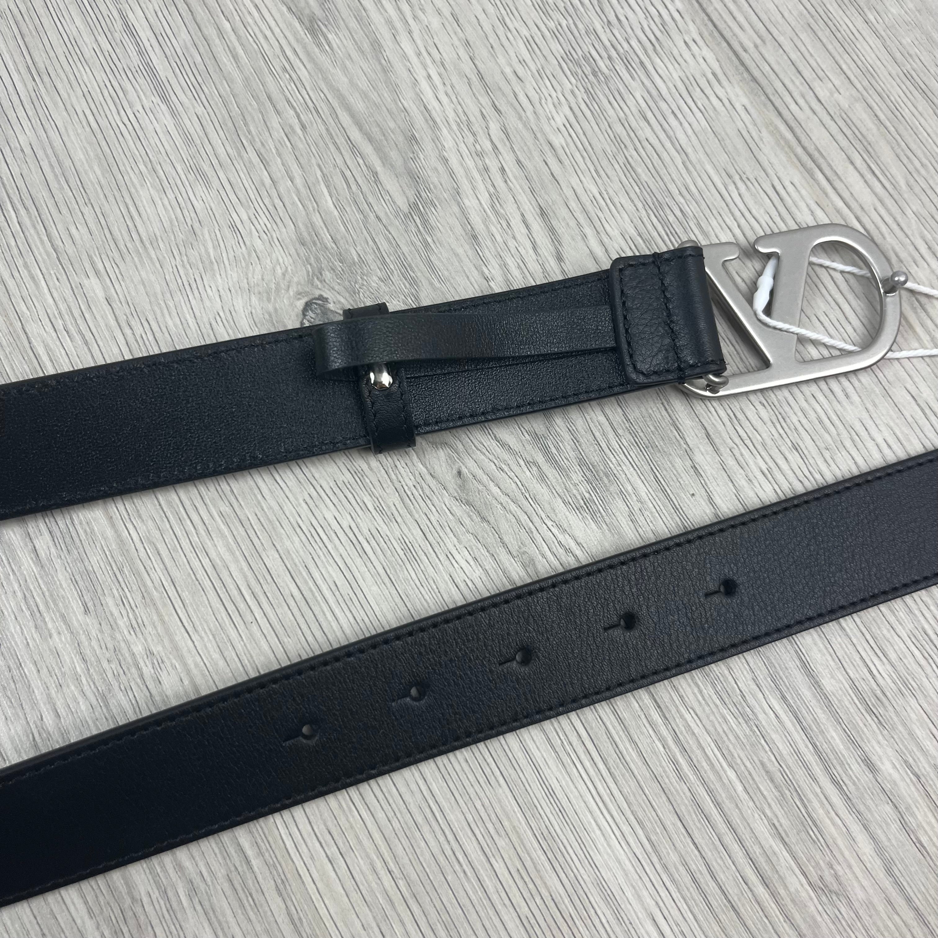 Valentino Leather Belt in Black. On sale at Open Attire.