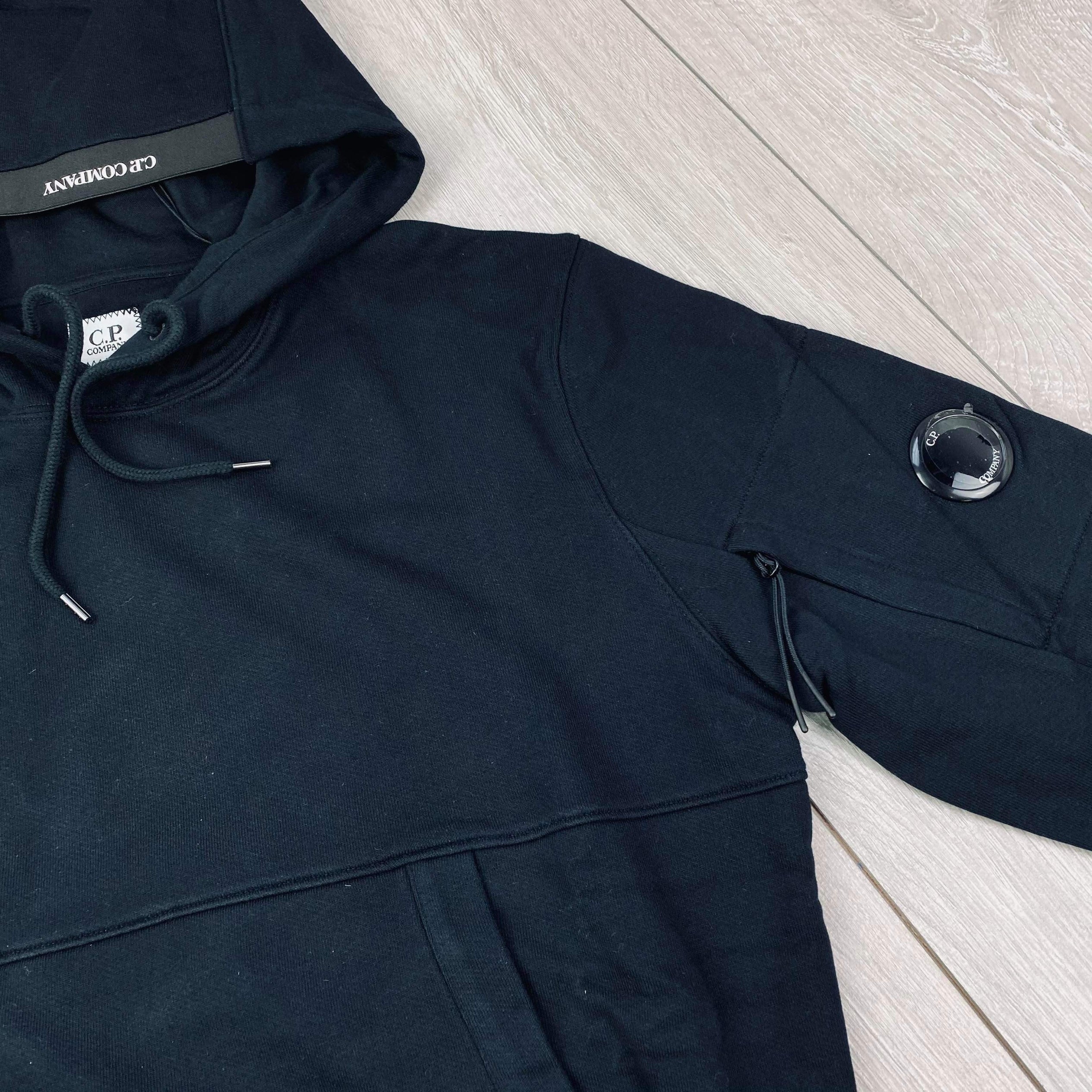 CP Company Raised Fleece Hoodie in Black. On sale at Open Attire.