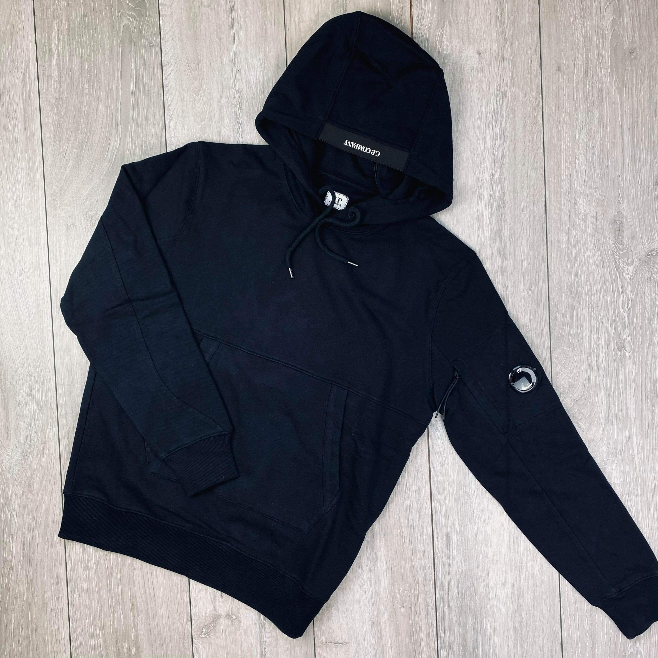 CP Company Raised Fleece Hoodie in Black. On sale at Open Attire.