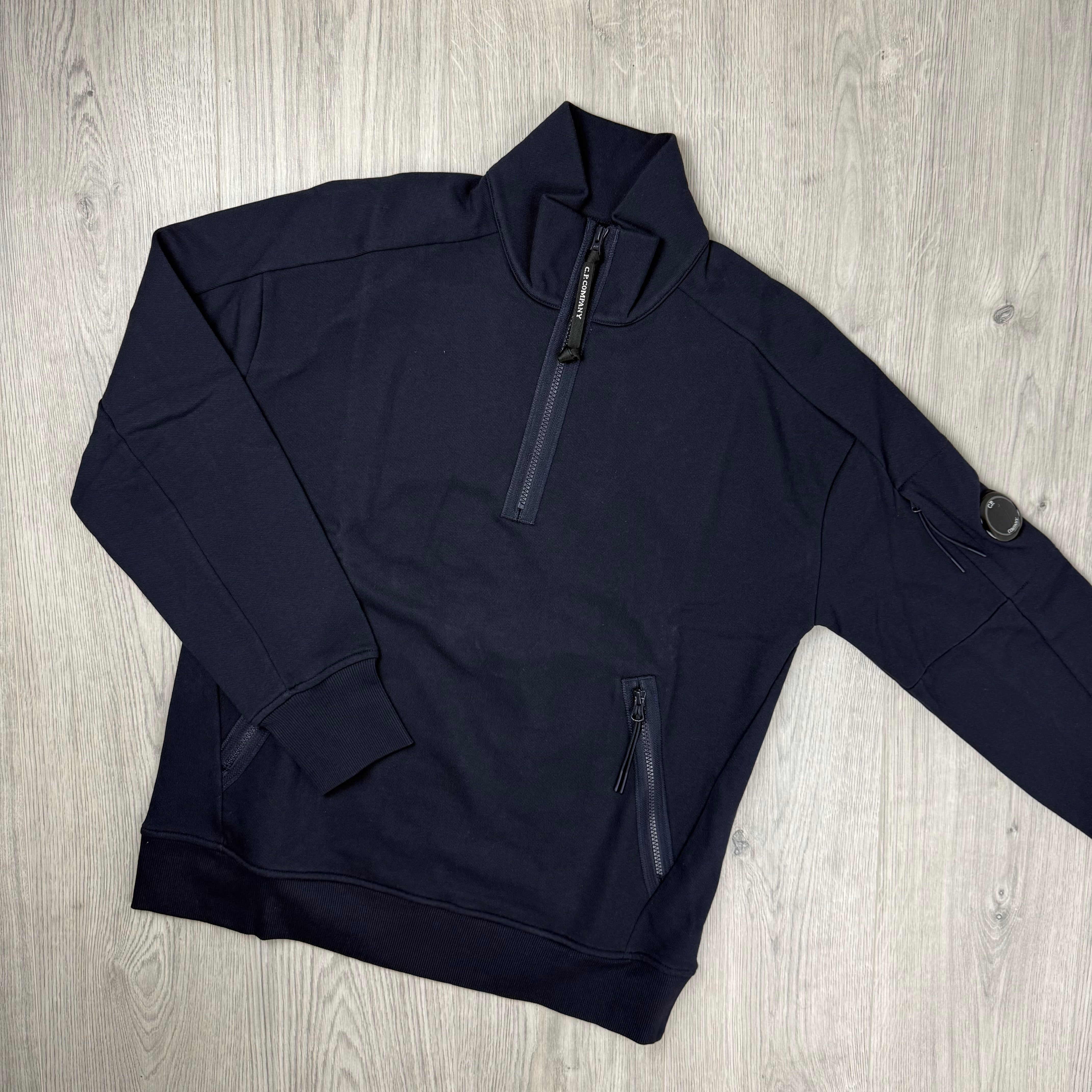 CP Company Raised Fleece Zip Sweatshirt - Navy