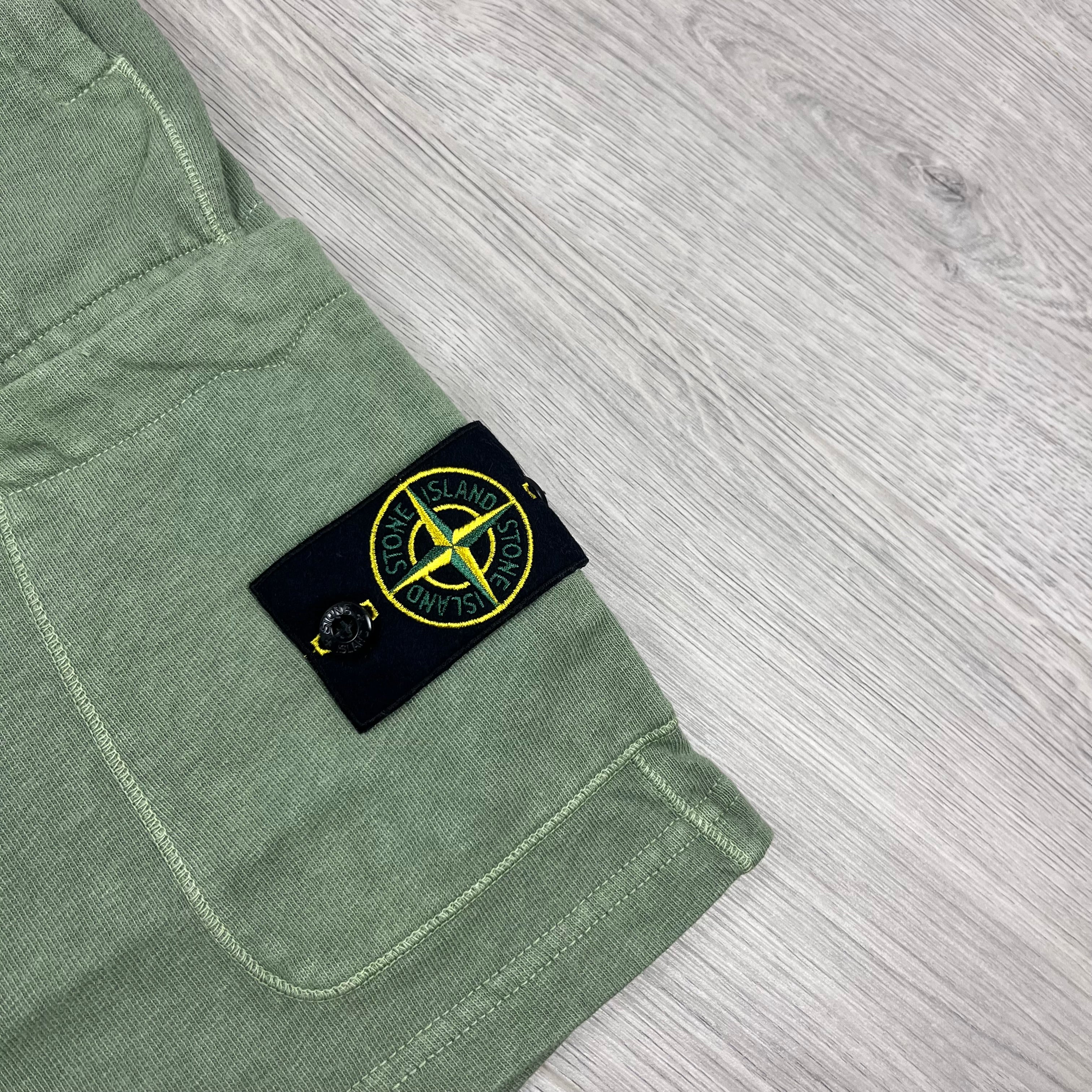 Stone Island Dyed Jersey Shorts - Sage Green