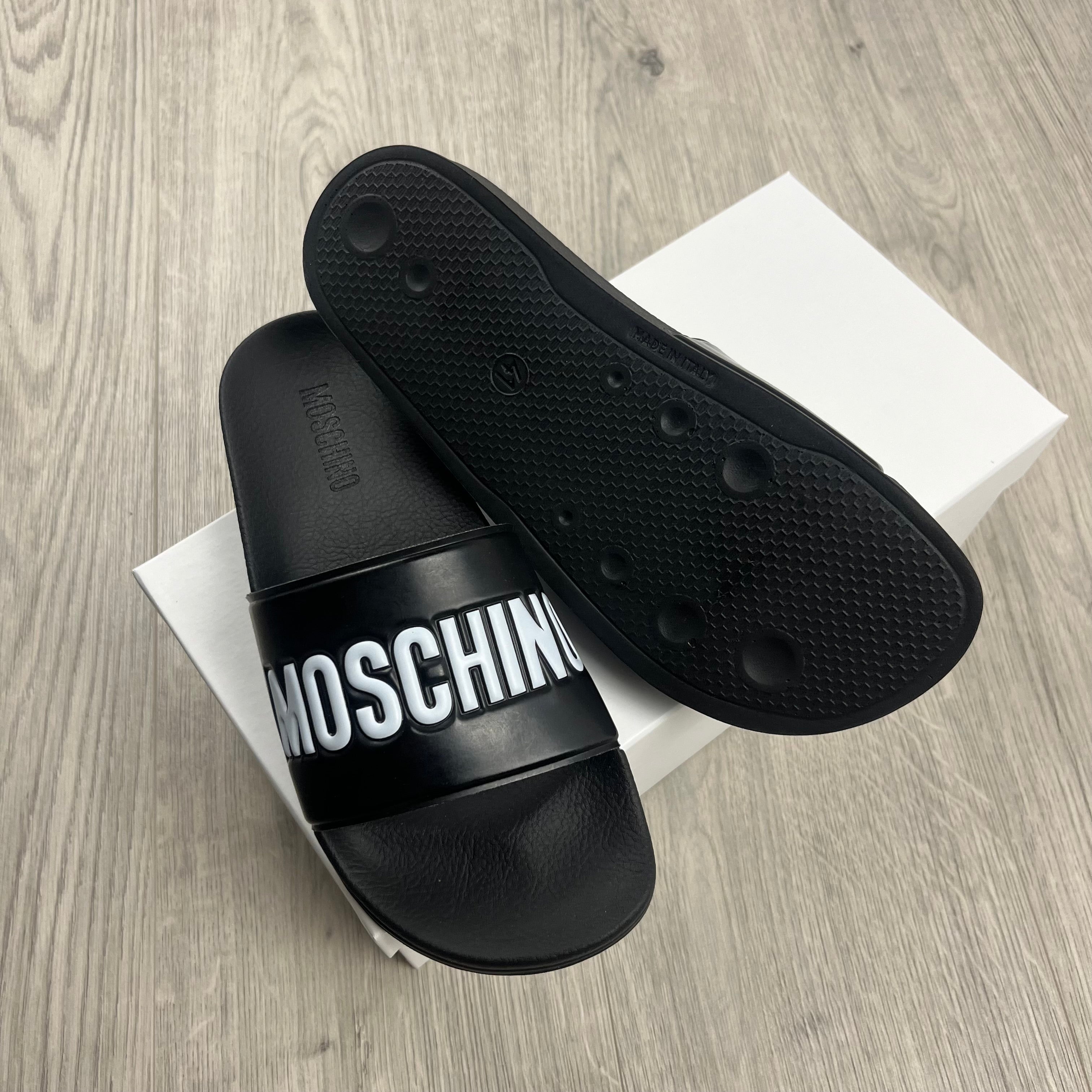 Moschino Logo Slides - Black