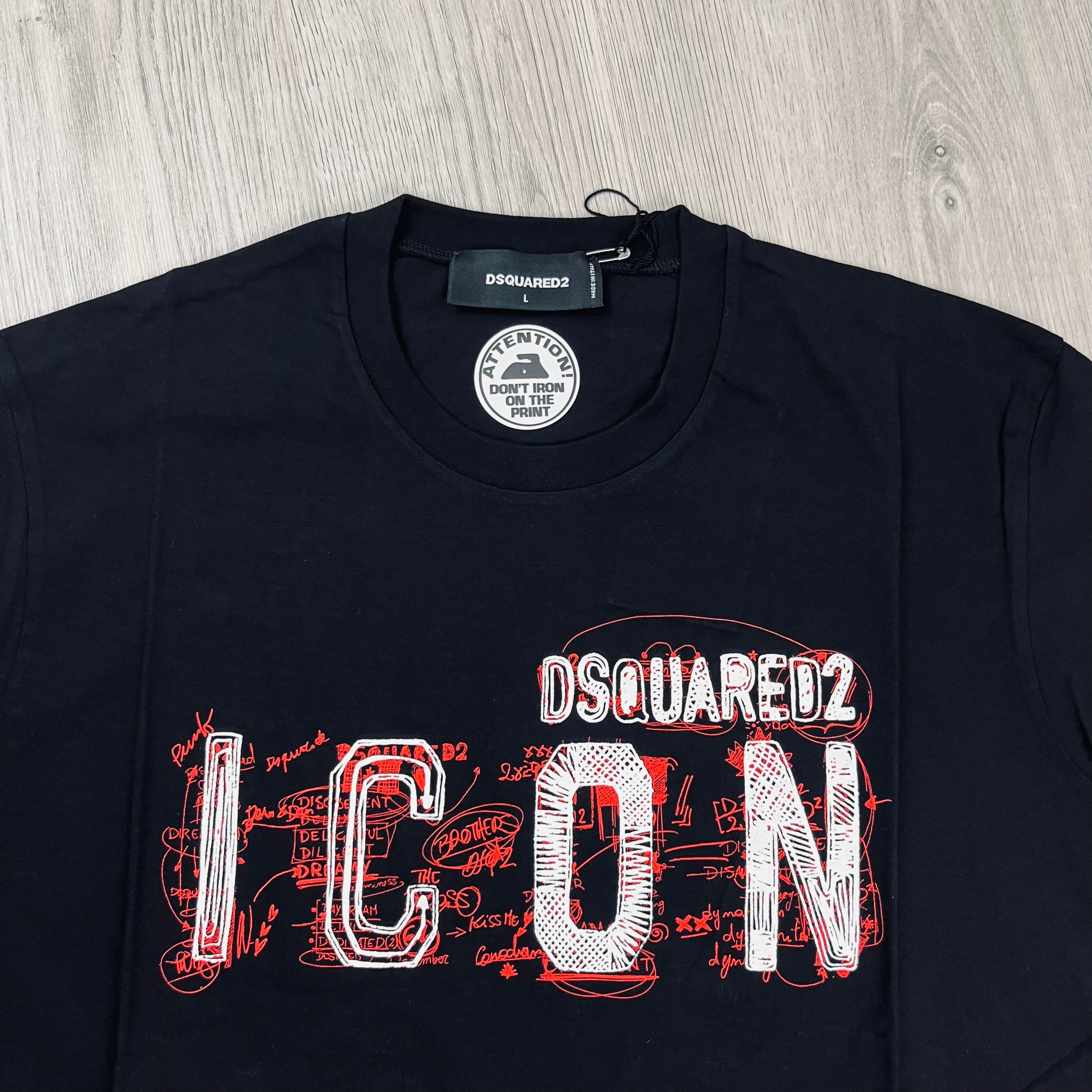 DSQUARED2 Scribble ICON T-Shirt in Black. On sale at Open Attire.