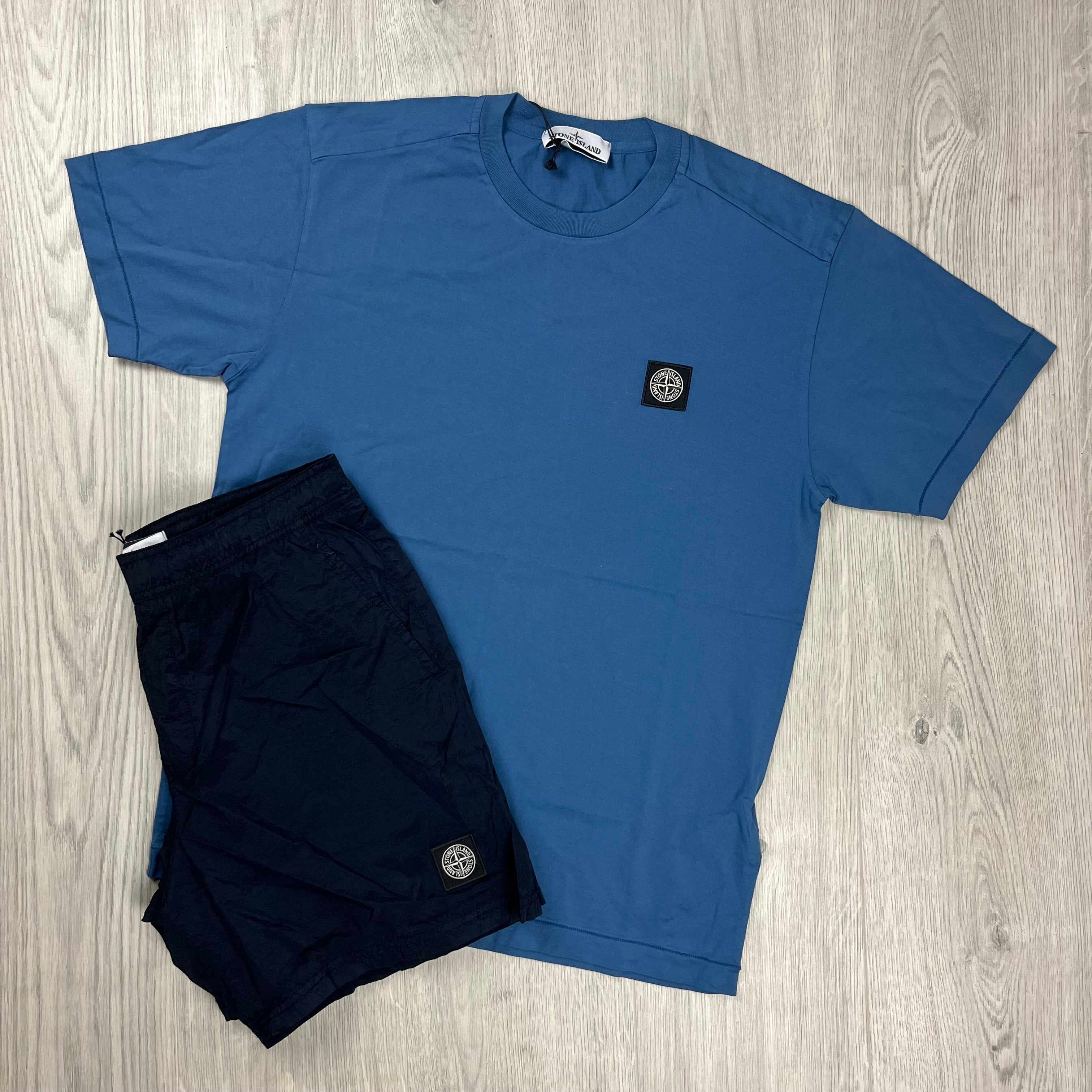 Stone Island Holiday Set in Mid Blue and Navy Blue. On sale at Open Attire.