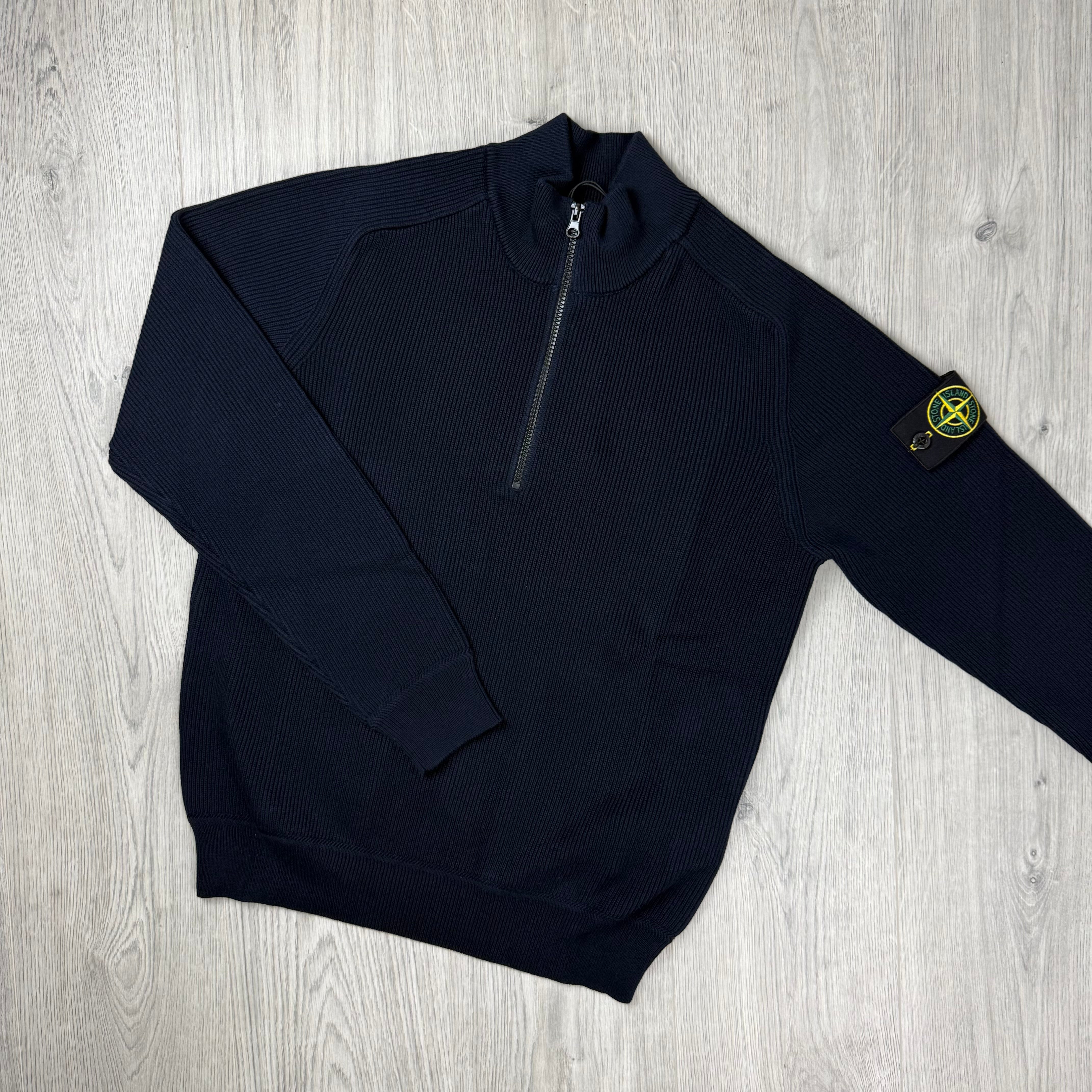 Stone Island Knit Half Zip Fleece - Navy