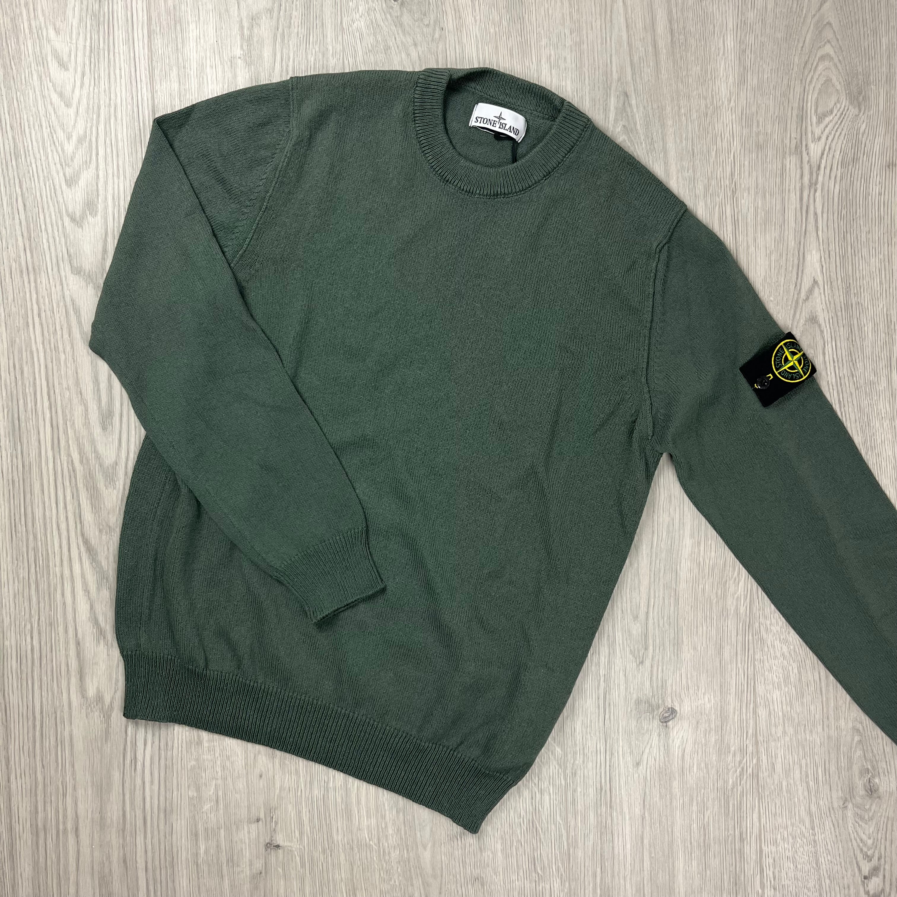 Stone Island knitted sweatshirt in Musk Green. On sale at Open Attire.