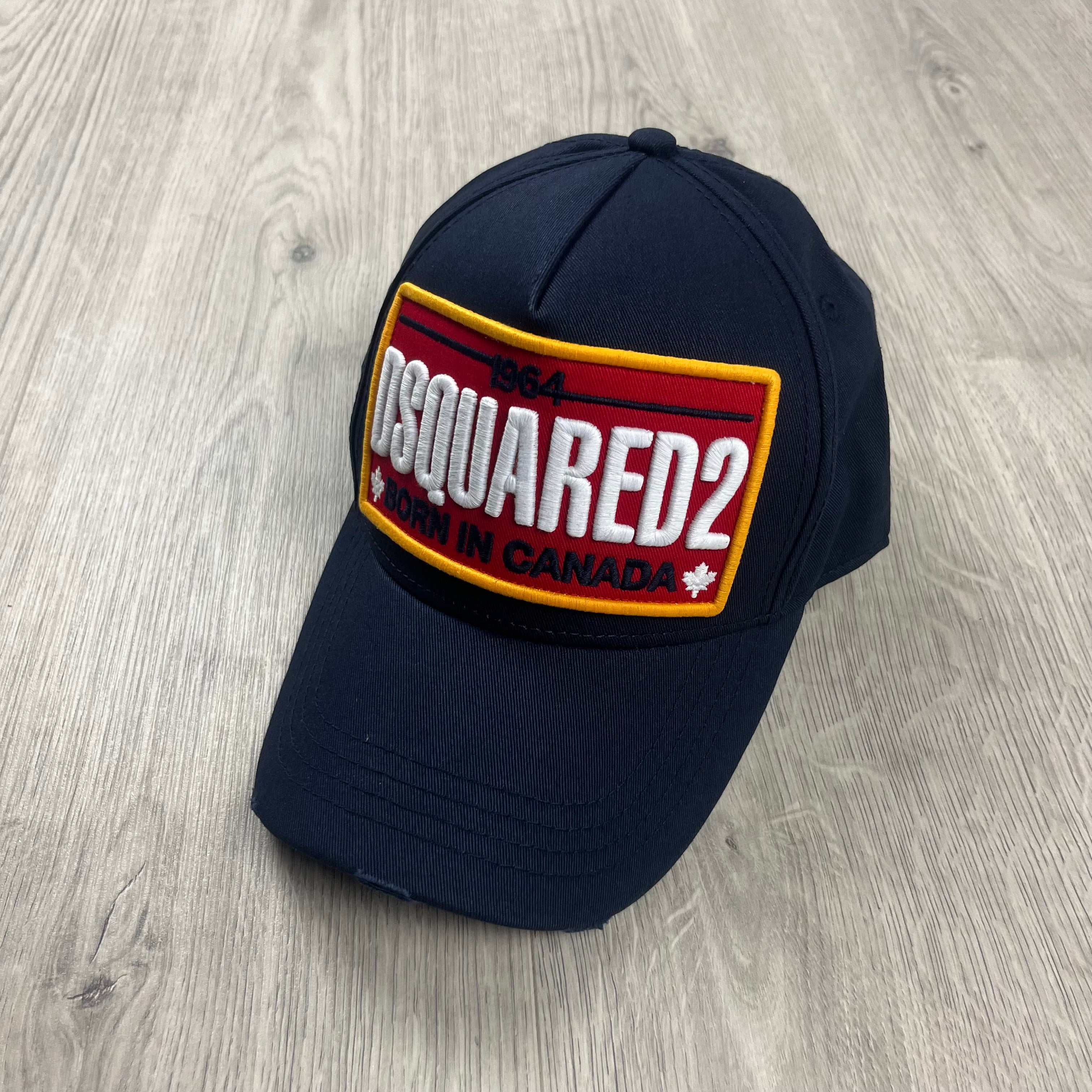 DSQUARED2 embroidered baseball cap in Navy Blue. On sale at Open Attire.