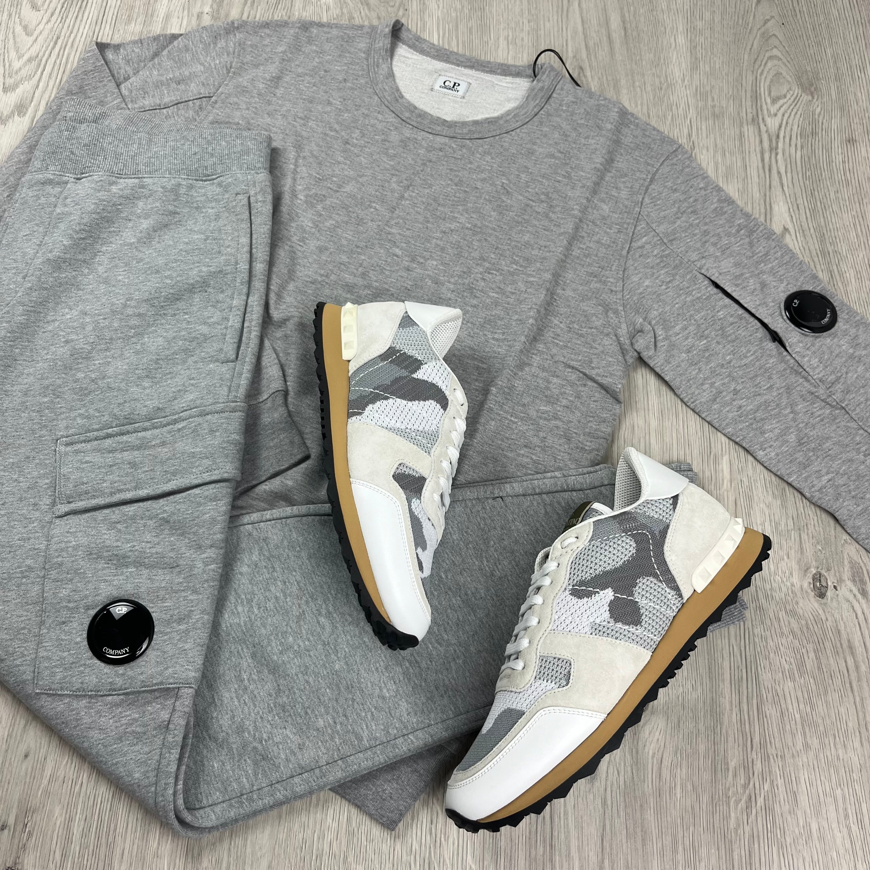 CP Company tracksuit in Grey Melange. On sale at Open Attire.