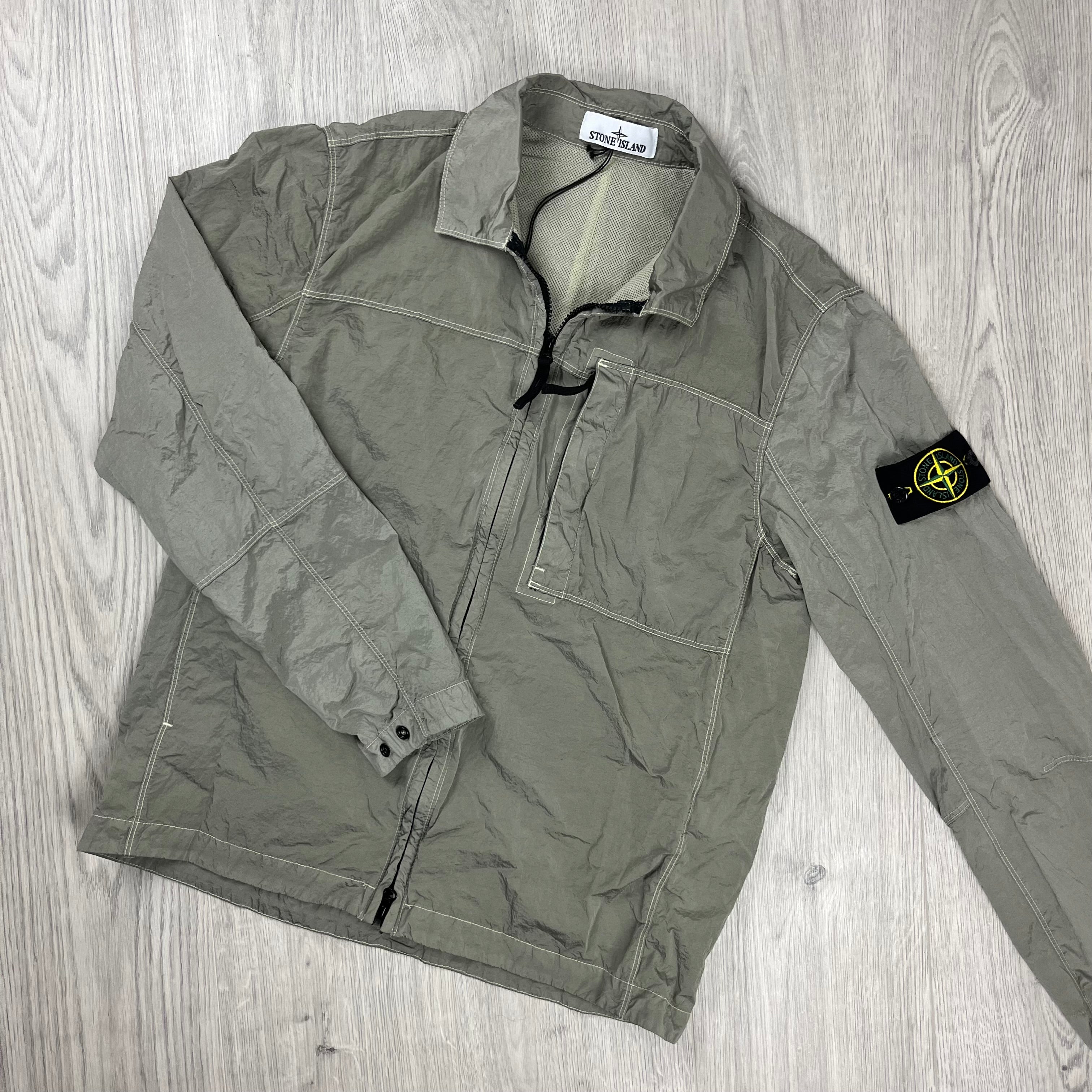 Stone Island Nylon Metal Overshirt in Off White. On sale at Open Attire.