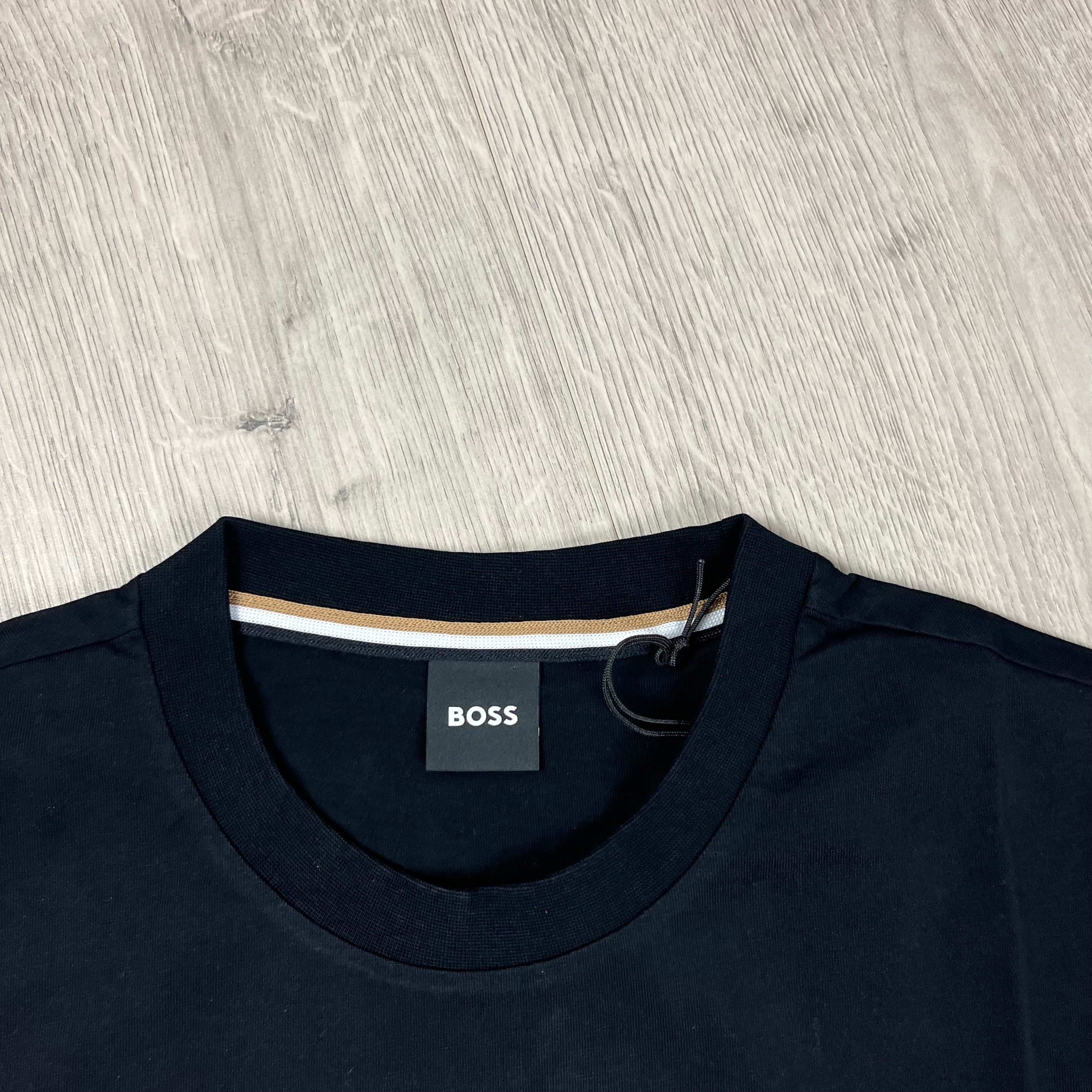 Hugo Boss Logo T-Shirt in Black. On sale at Open Attire. 