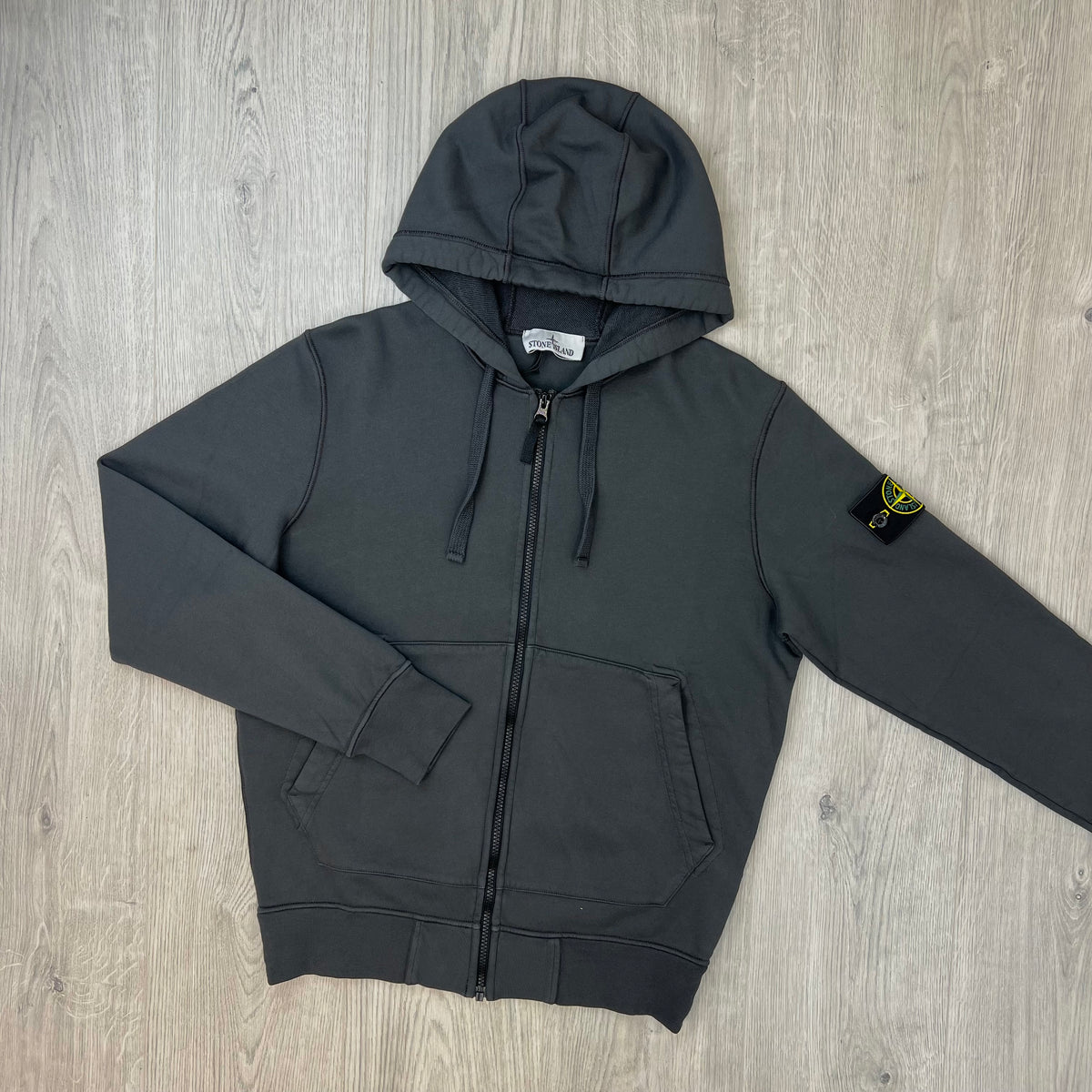 Stone Island Zip Hoodie - Lead Grey