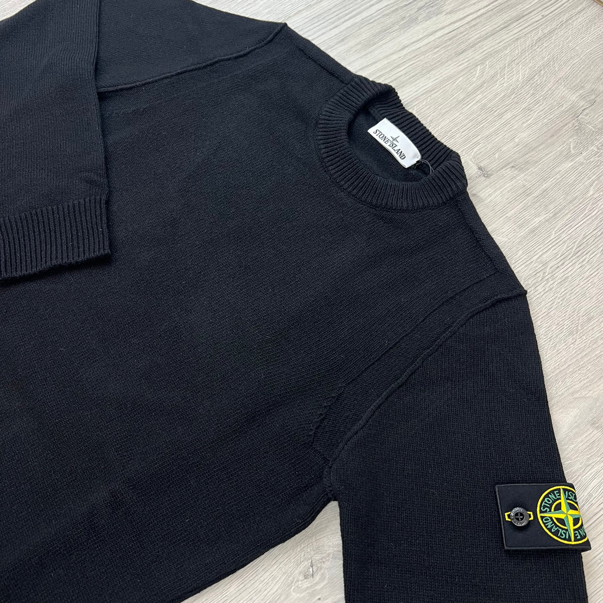 Stone Island Lambswool Knit Sweatshirt - Black