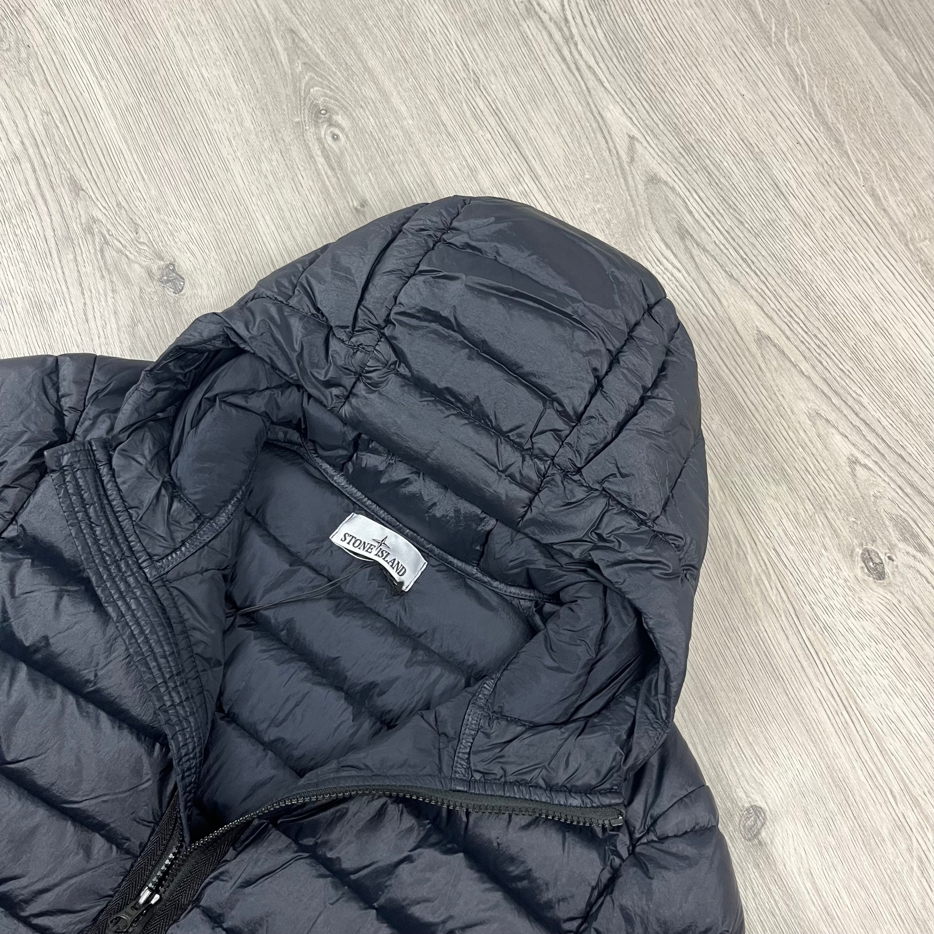 Stone Island Loom Woven Nylon Down-TC Jacket in Navy Blue. On sale at Open Attire.