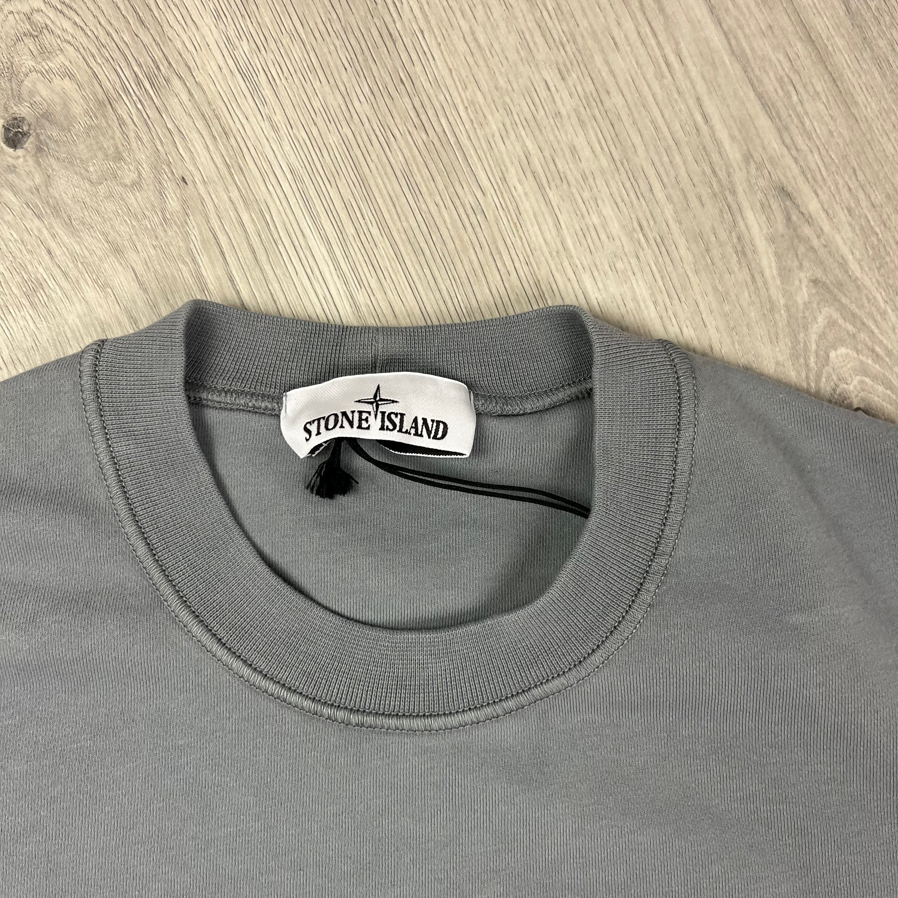 Stone Island Crewneck Sweatshirt in Green Grey. On sale at Open Attire.