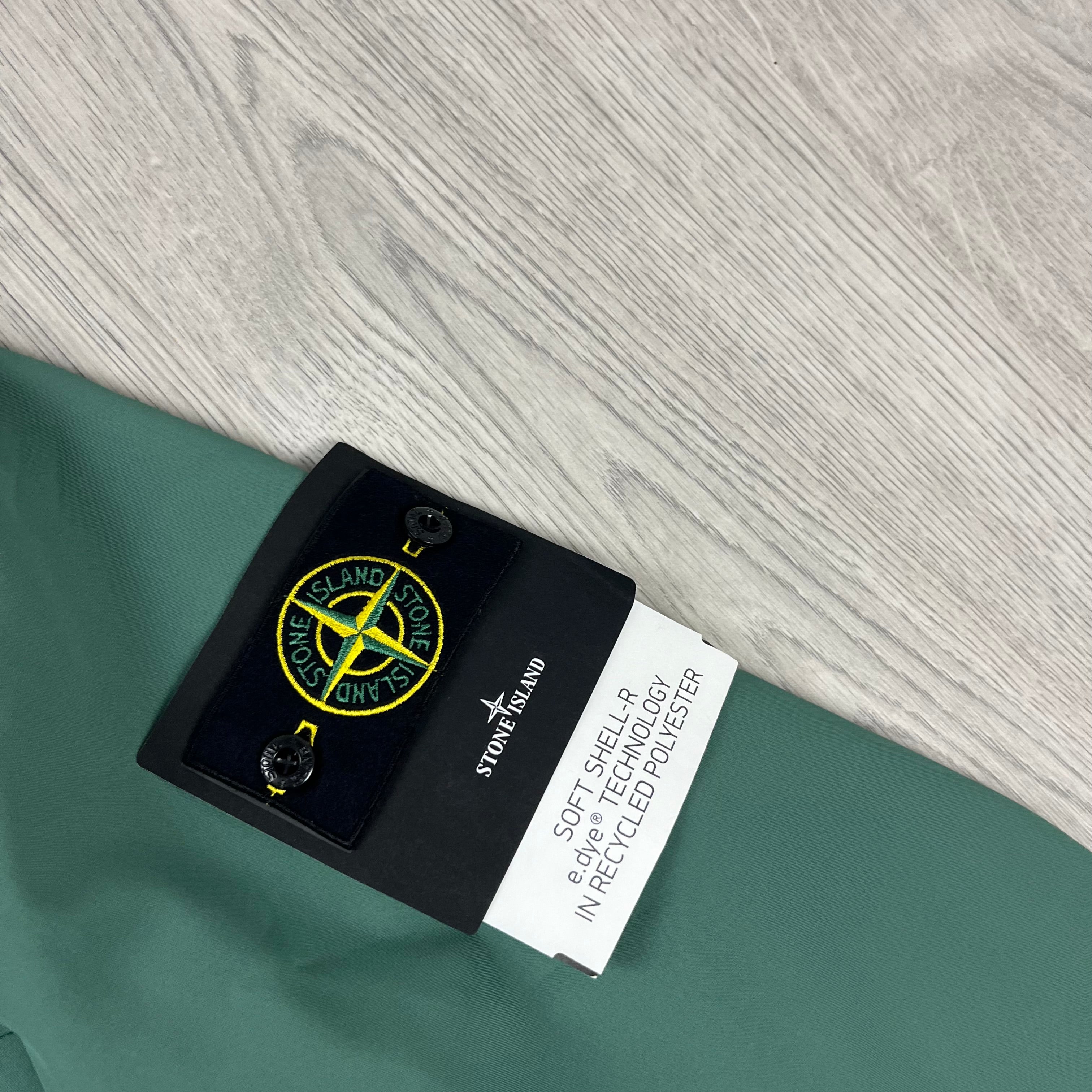 Stone Island Soft Shell-R Jacket in Sage Green. On sale at Open Attire.