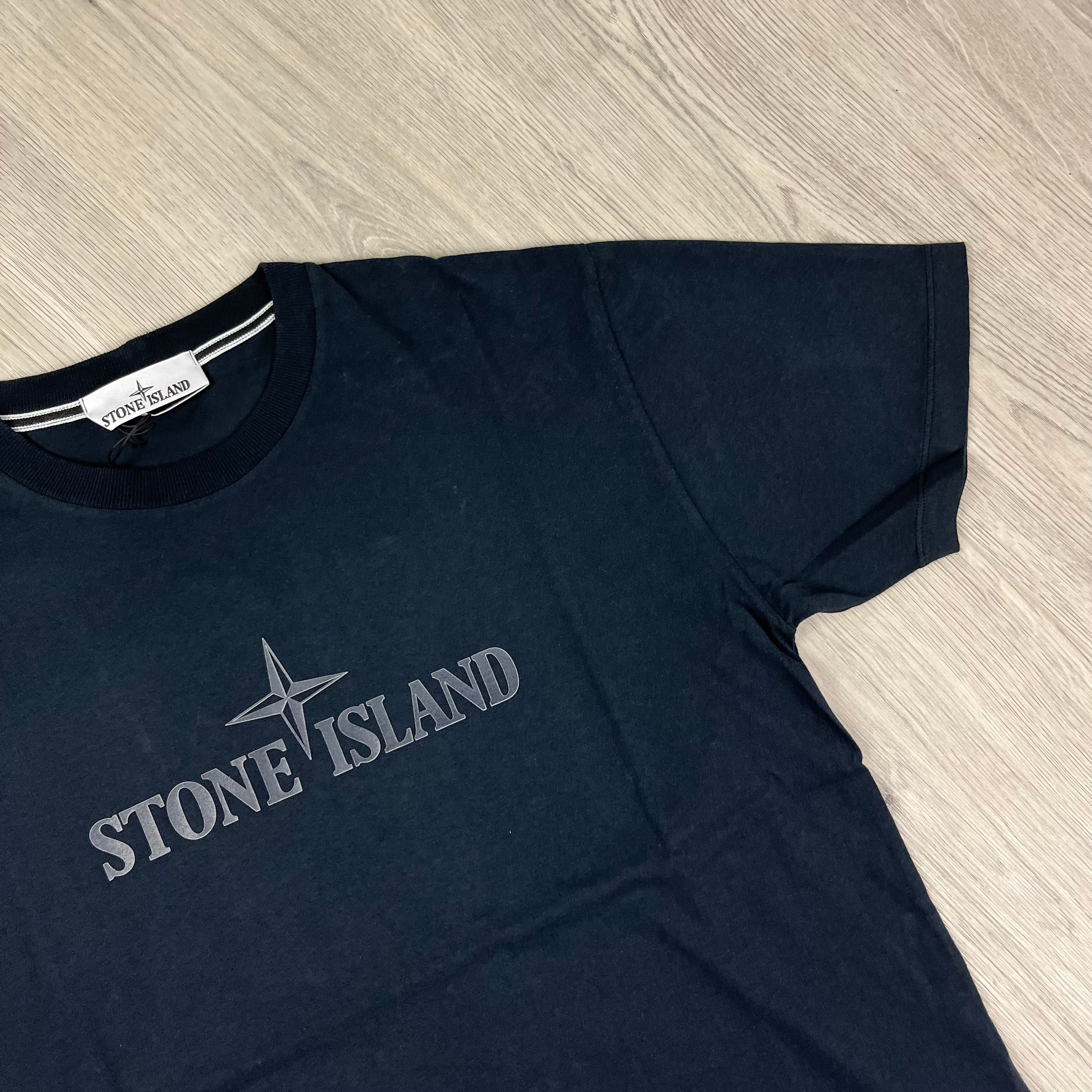 Stone Island 'Institutional Three' T-shirt in Navy Blue. On sale at Open Attire.