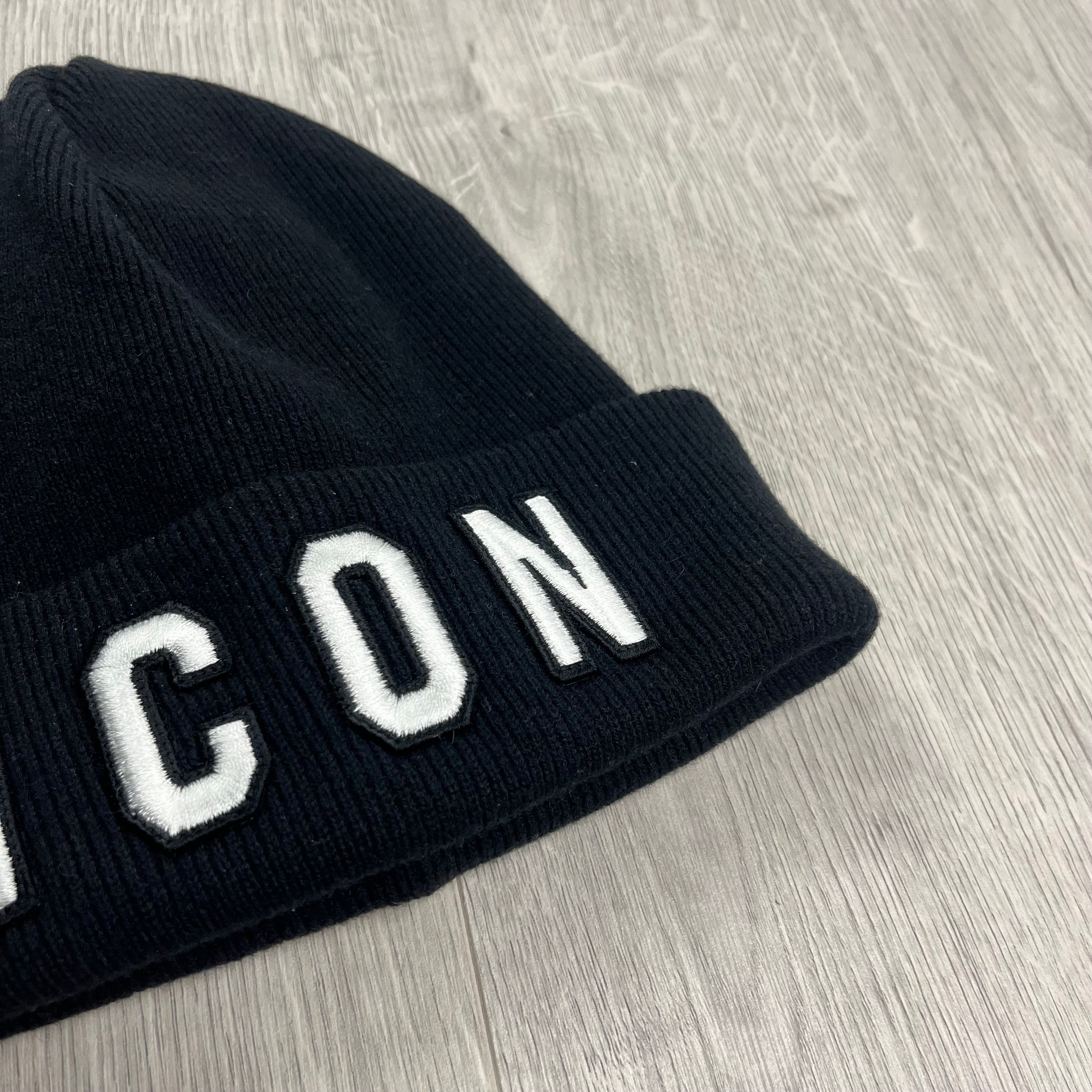 DSQUARED2 wool ICON beanie in Black. On sale at Open Attire.