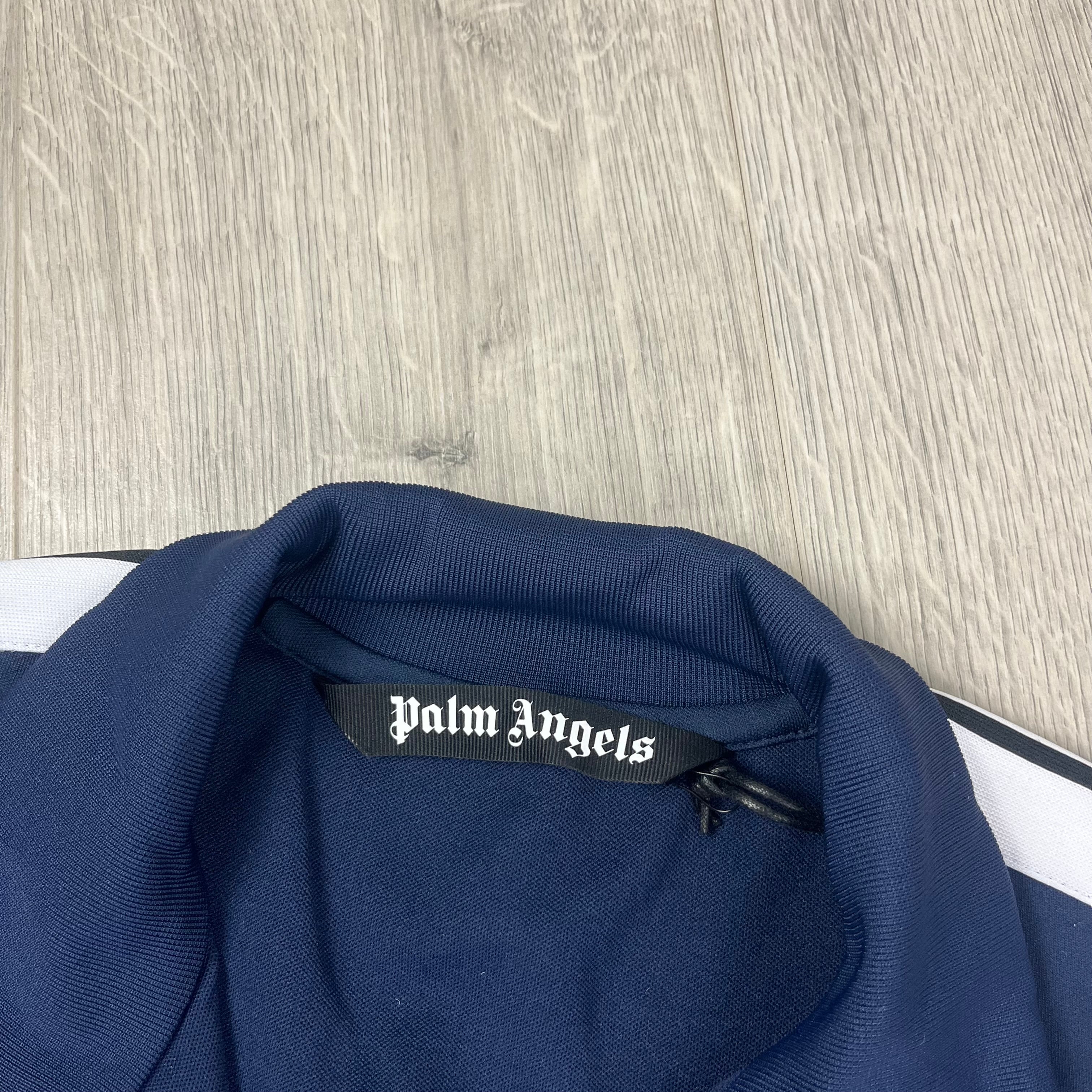 Palm Angels Track Jacket in Navy Blue. On sale at Open Attire.