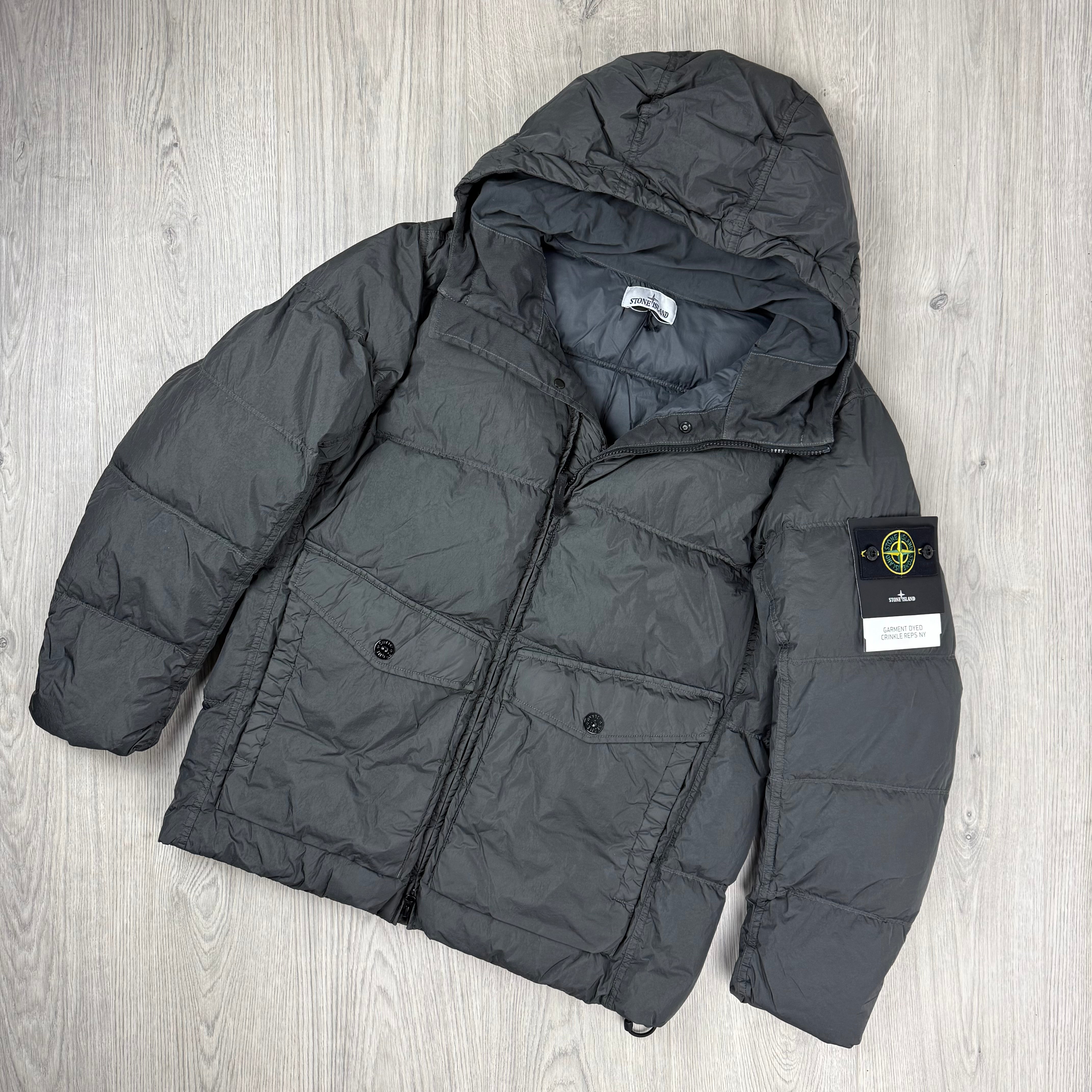 Stone Island Crinkle Reps Down Jacket - Lead Grey