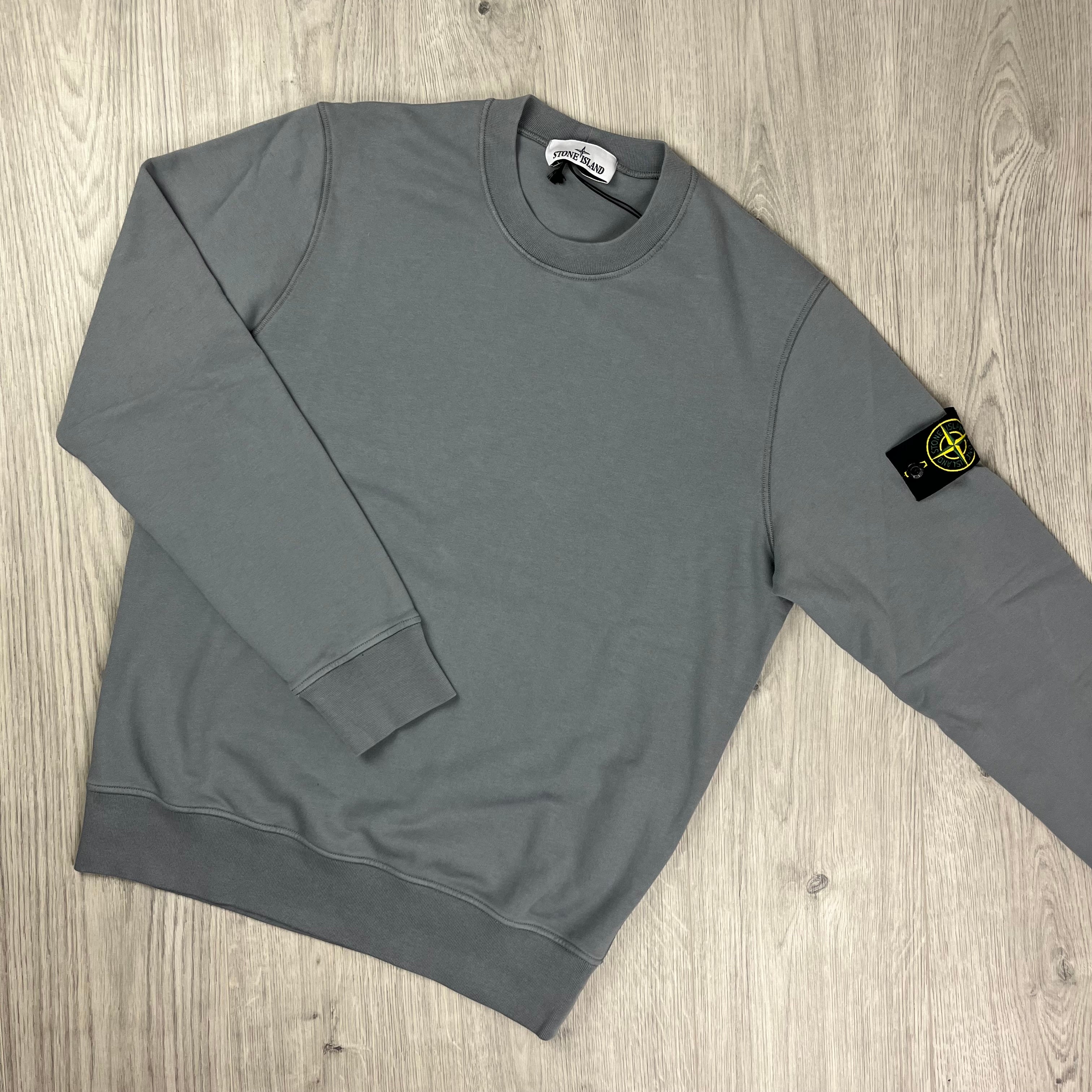 Stone Island Crewneck Sweatshirt in Green Grey. On sale at Open Attire.