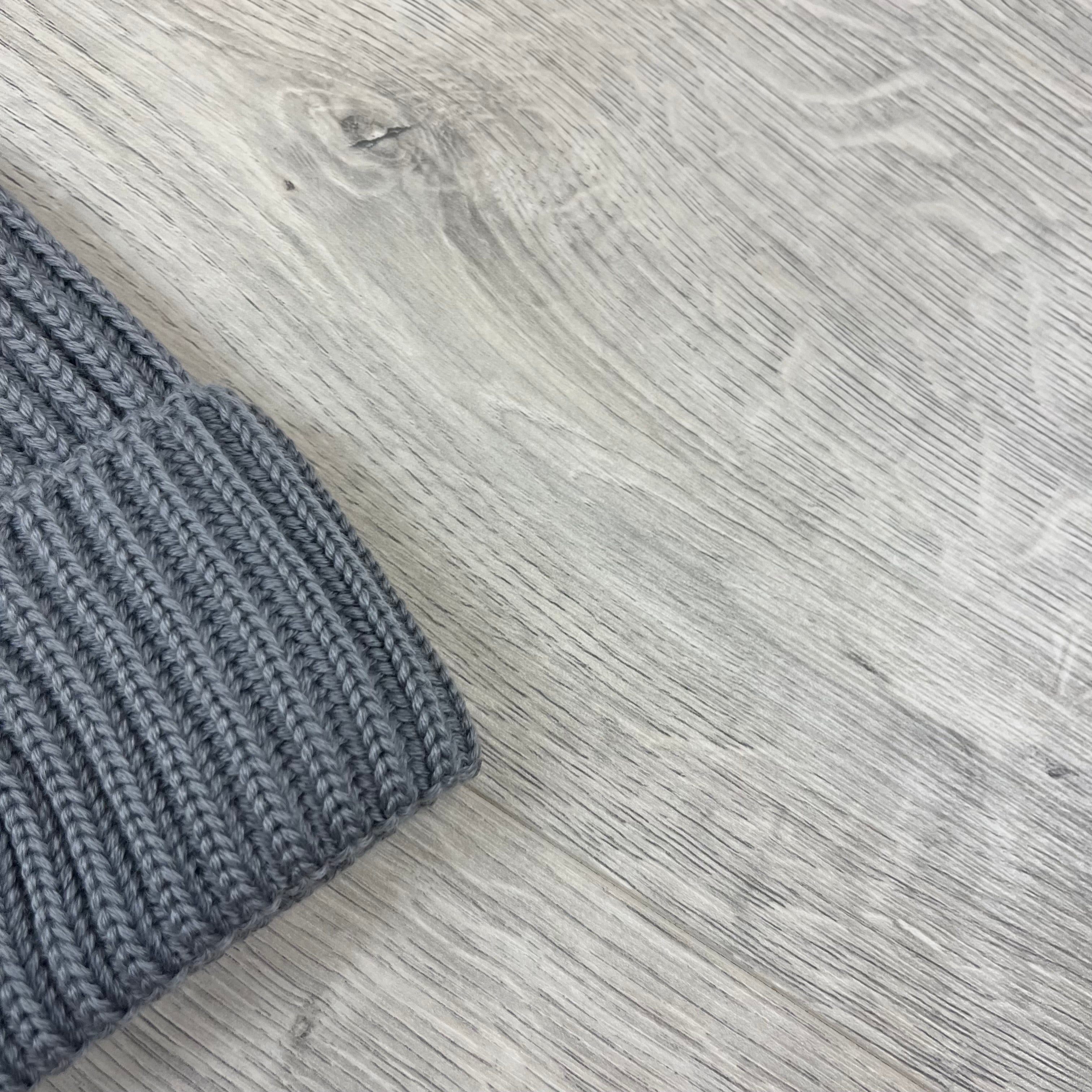 CP Company Merino Wool Lens Beanie in Griffin Grey. On sale at Open Attire.