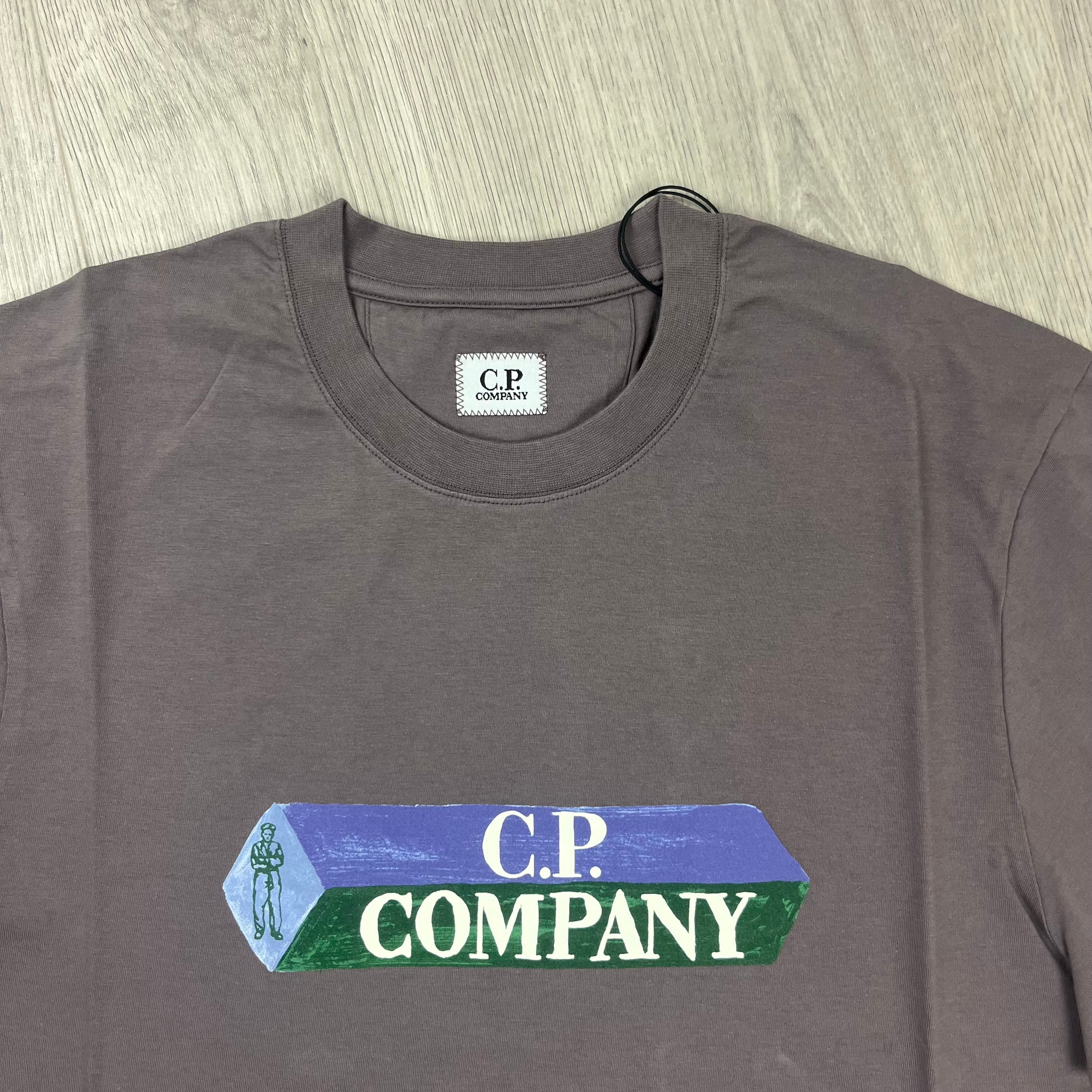 CP Company 30/1 T-shirt in Purple Dove. On sale at Open Attire.